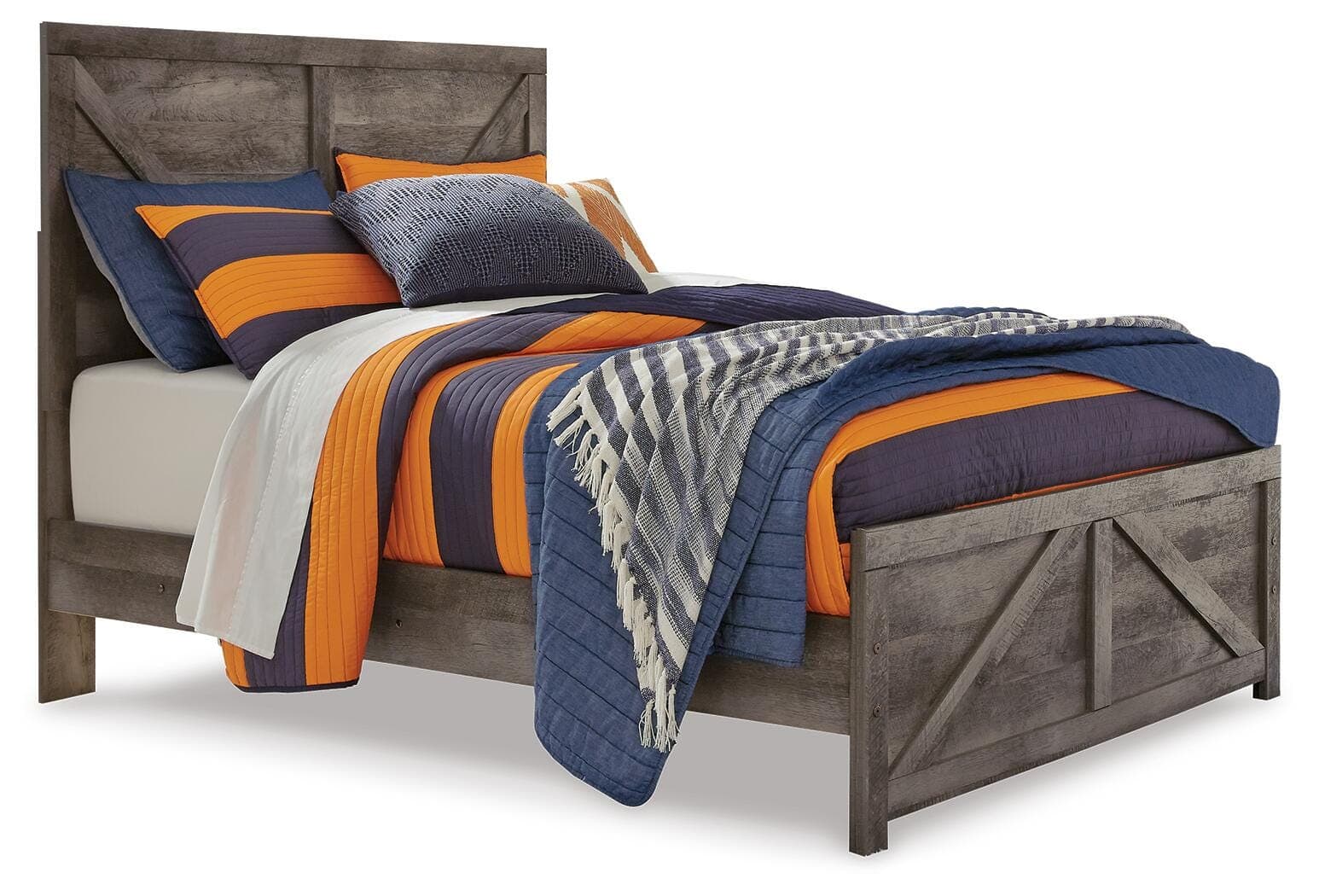 Wynnlow Full Crossbuck Panel Bed — Black/Gray — view 3