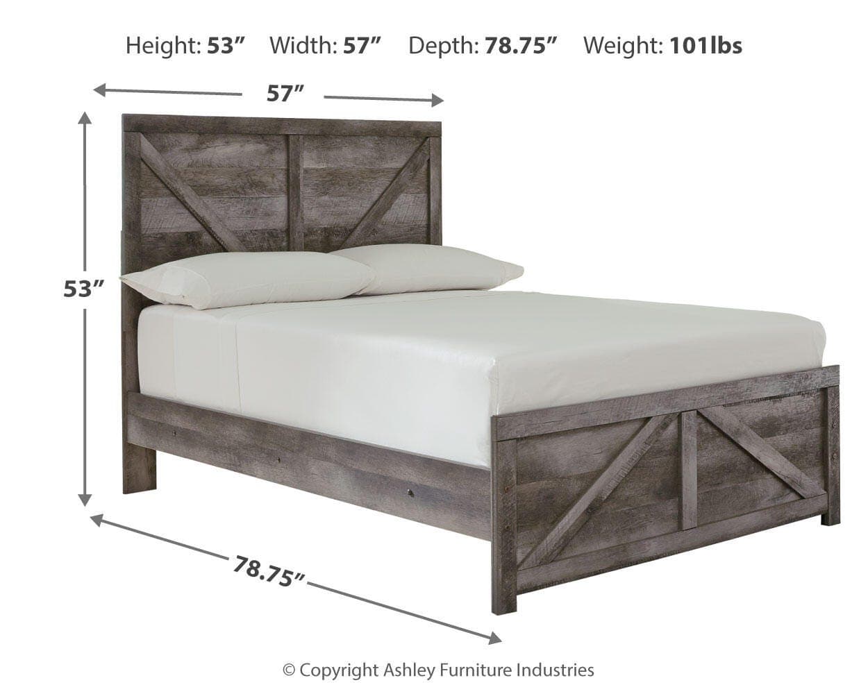 Wynnlow Full Crossbuck Panel Bed — Black/Gray — view 4