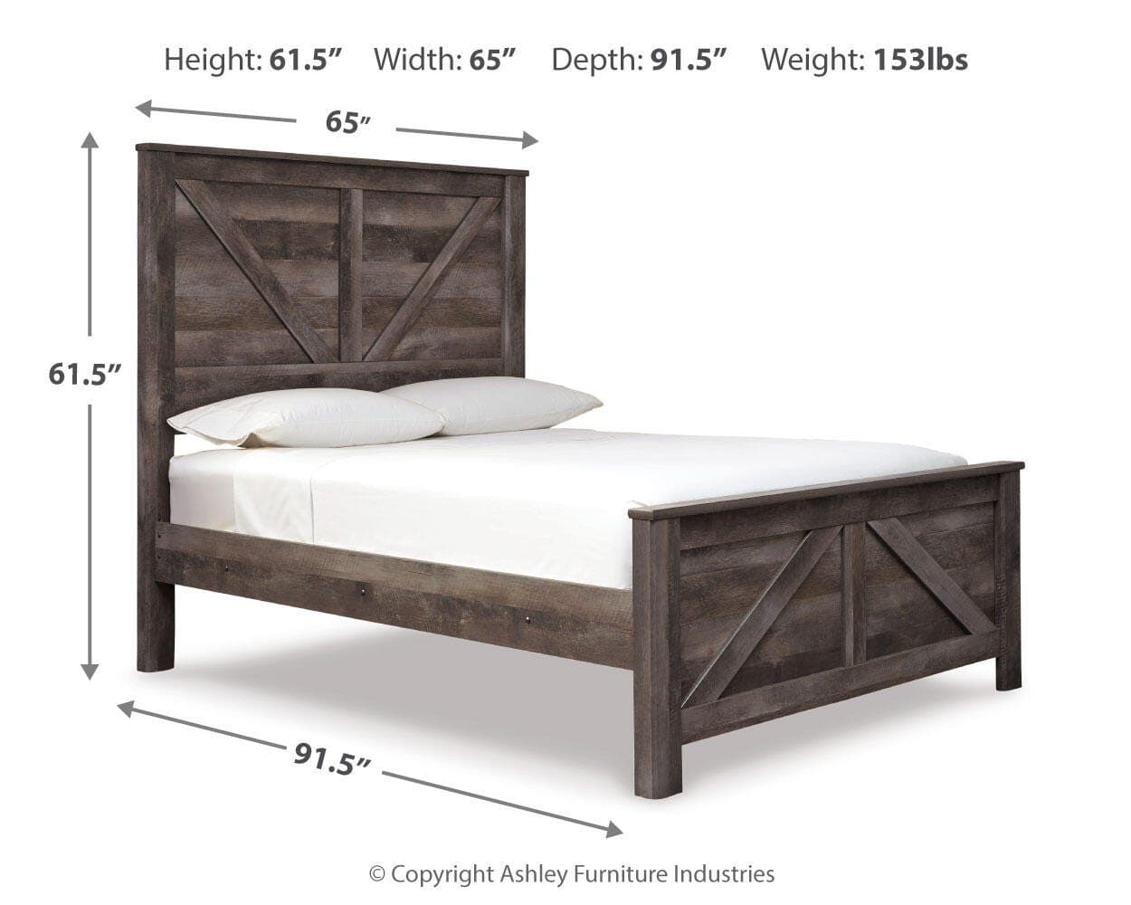 Wynnlow Queen Crossbuck Panel Bed — Black/Gray — view 4
