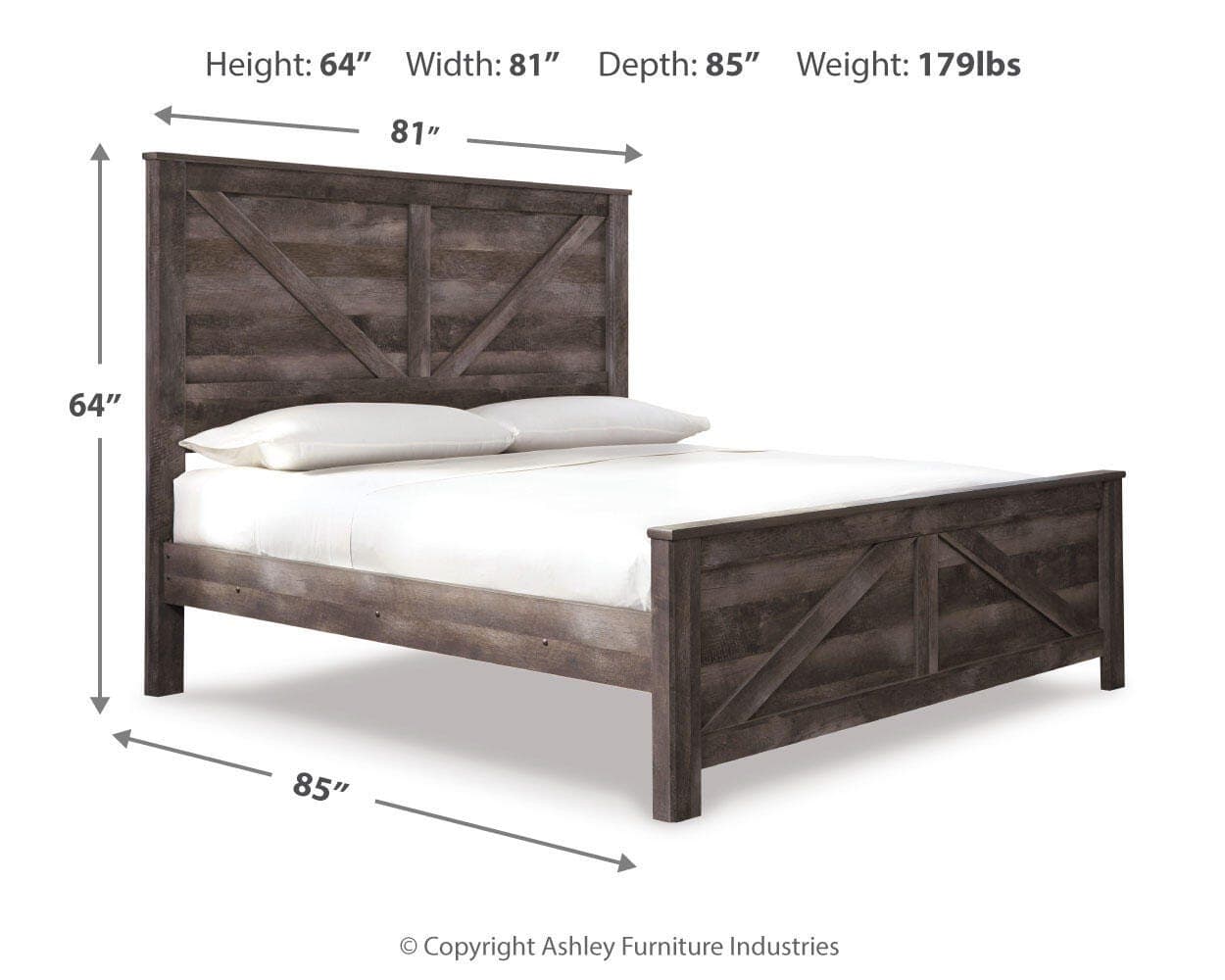 Wynnlow King Crossbuck Panel Bed — Black/Gray — view 4