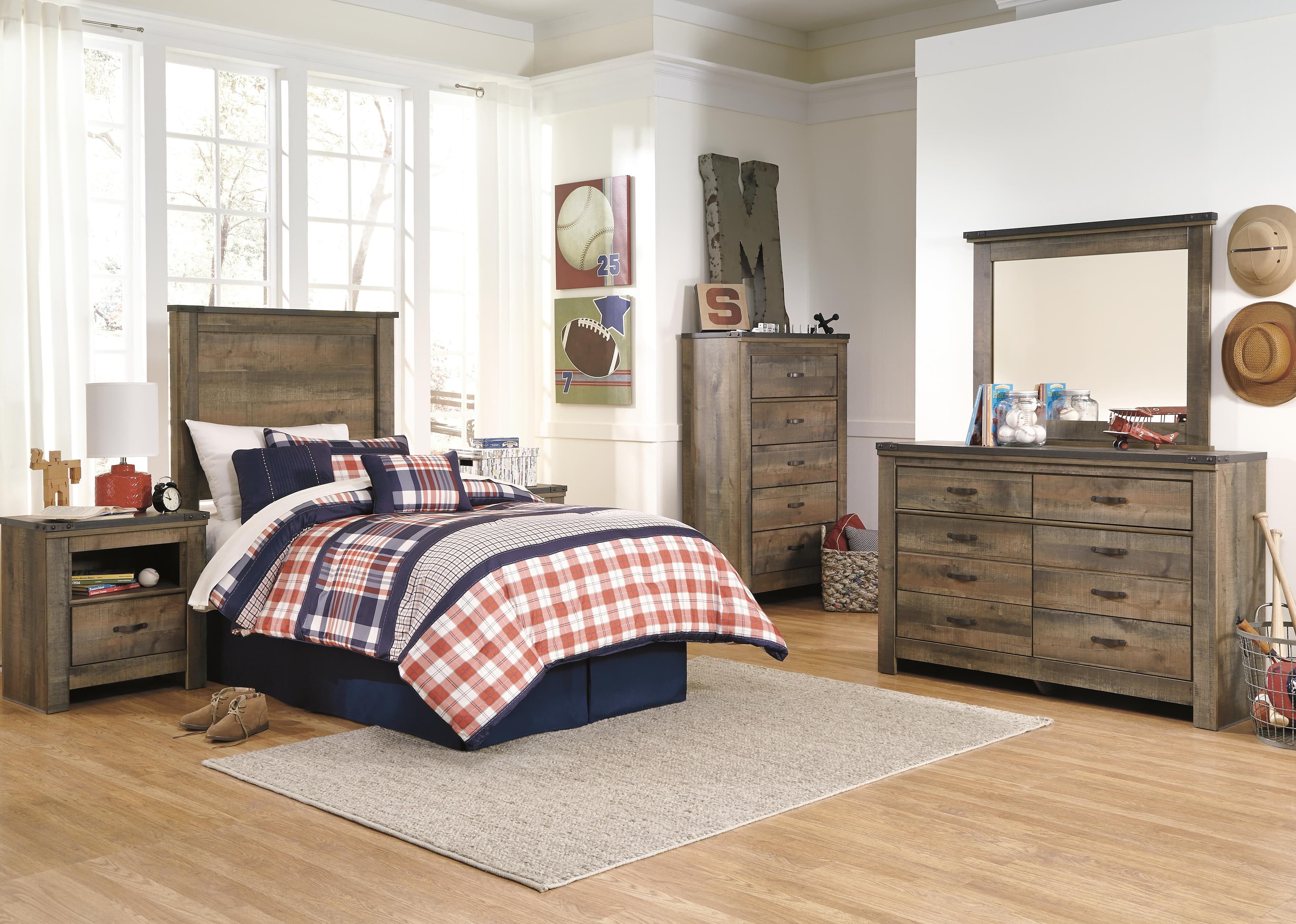 Trinell Twin Panel Headboard — Brown/Beige — view 5