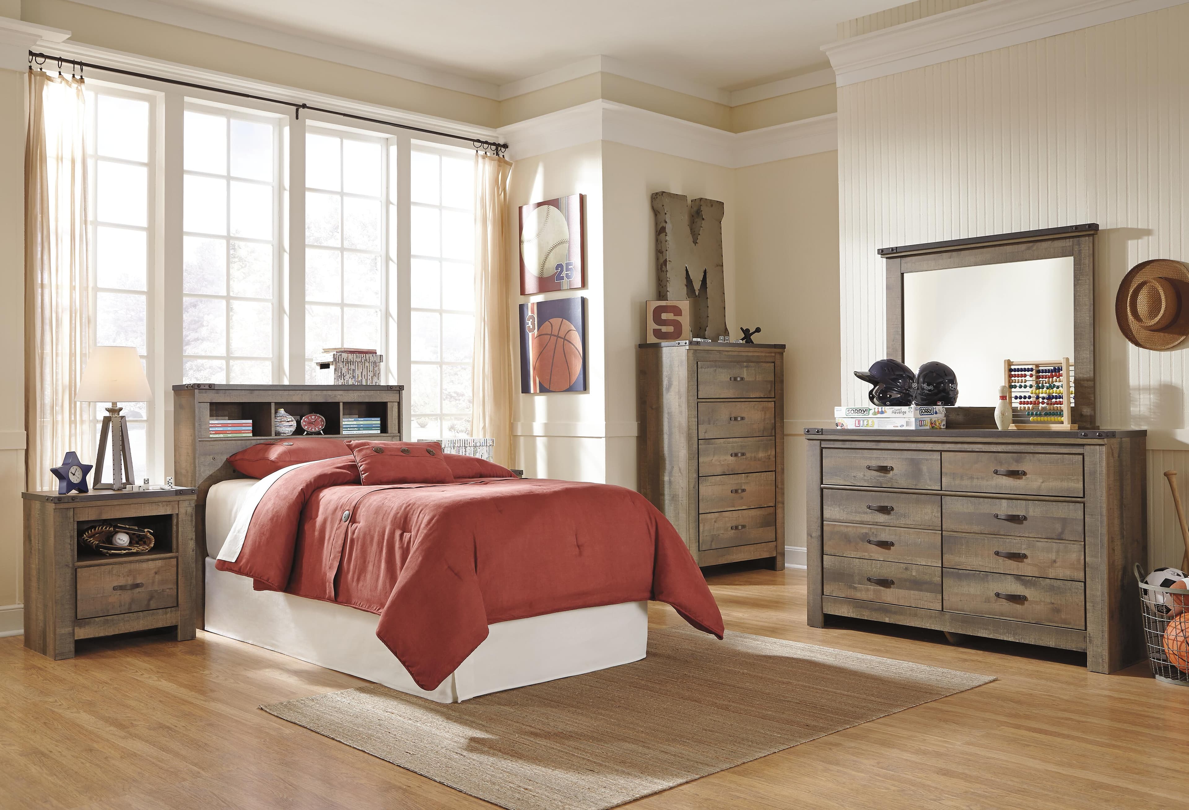 Trinell Twin Bookcase Headboard — Brown/Beige — view 3
