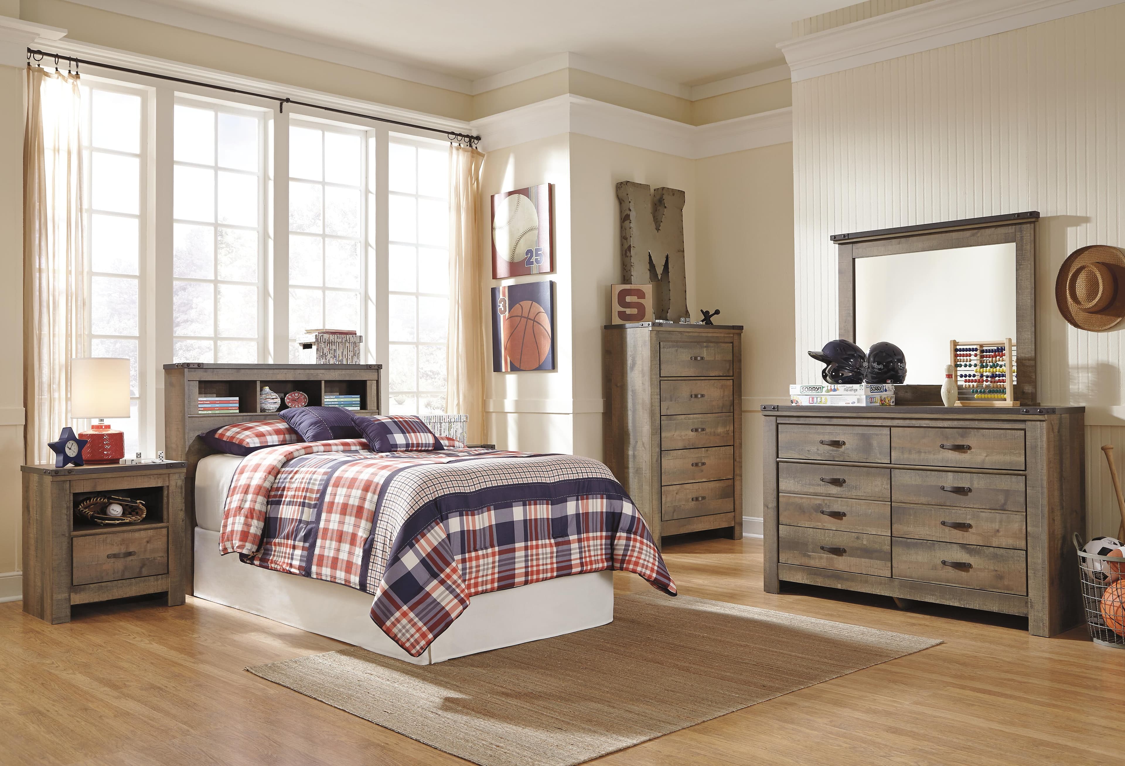 Trinell Twin Bookcase Headboard — Brown/Beige — view 4