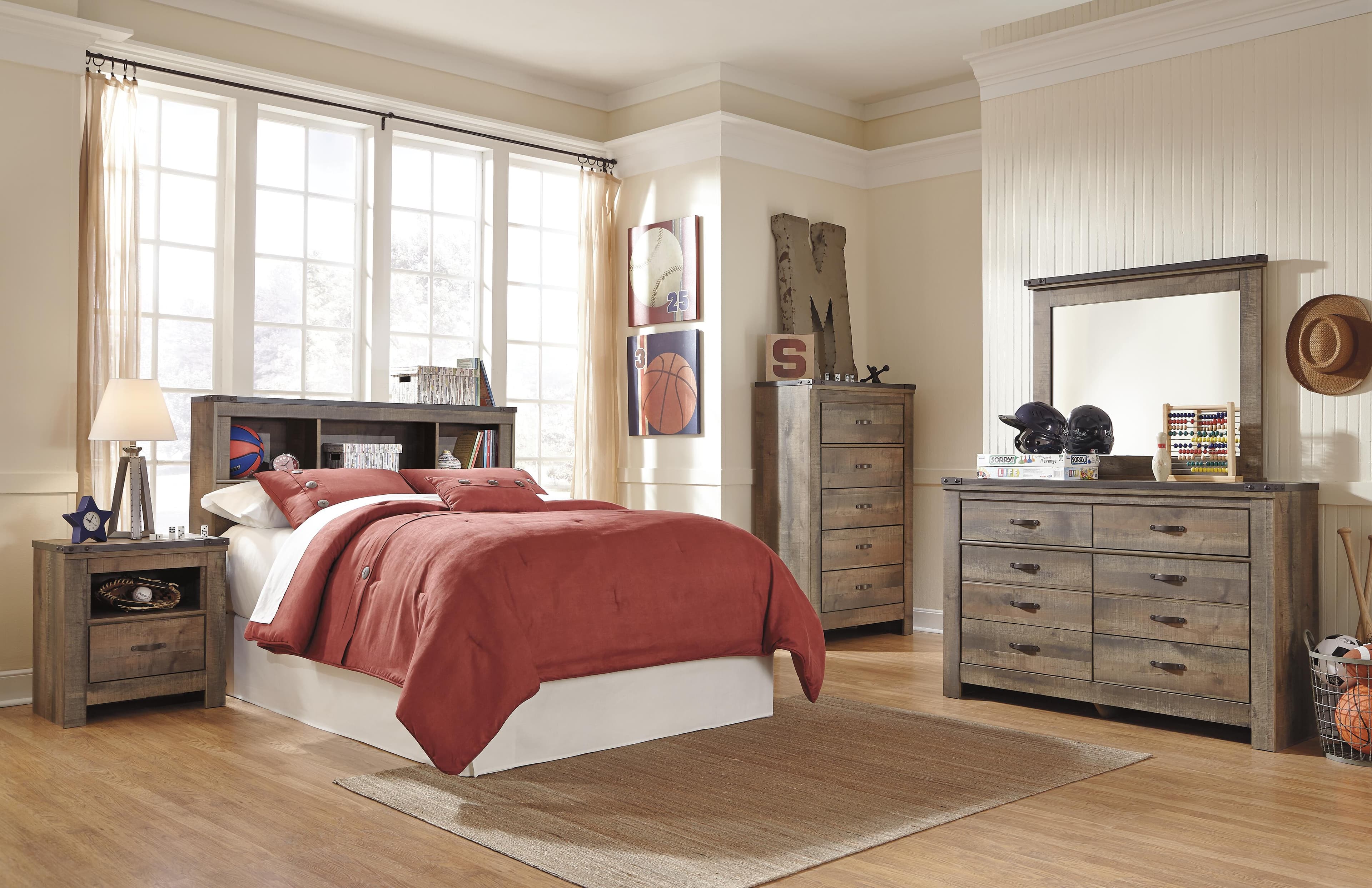 Trinell Full Bookcase Headboard — Brown/Beige — view 3