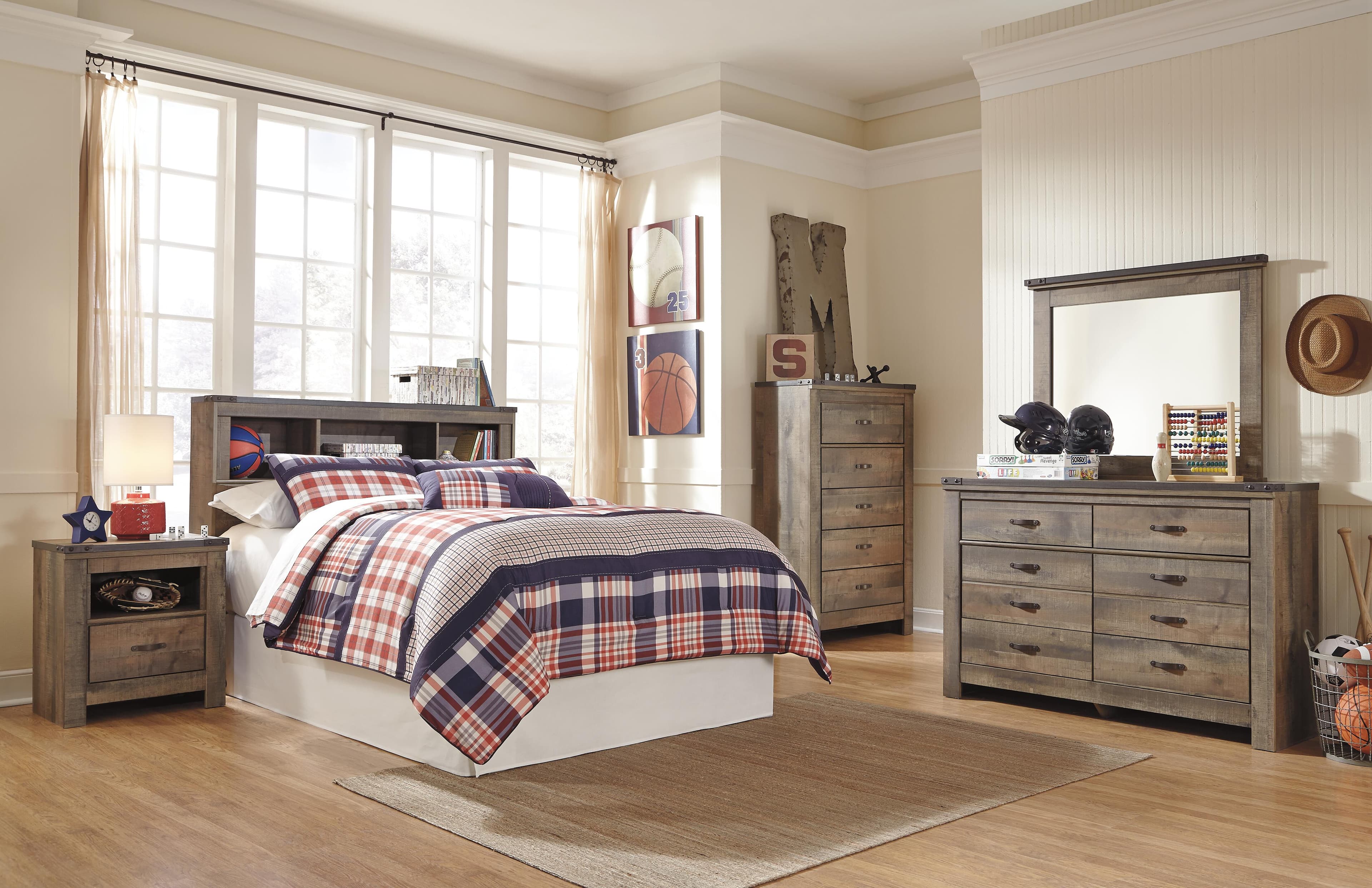 Trinell Full Bookcase Headboard — Brown/Beige — view 4
