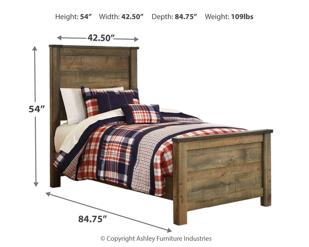 Trinell Twin Panel Bed — Brown/Beige — view 4