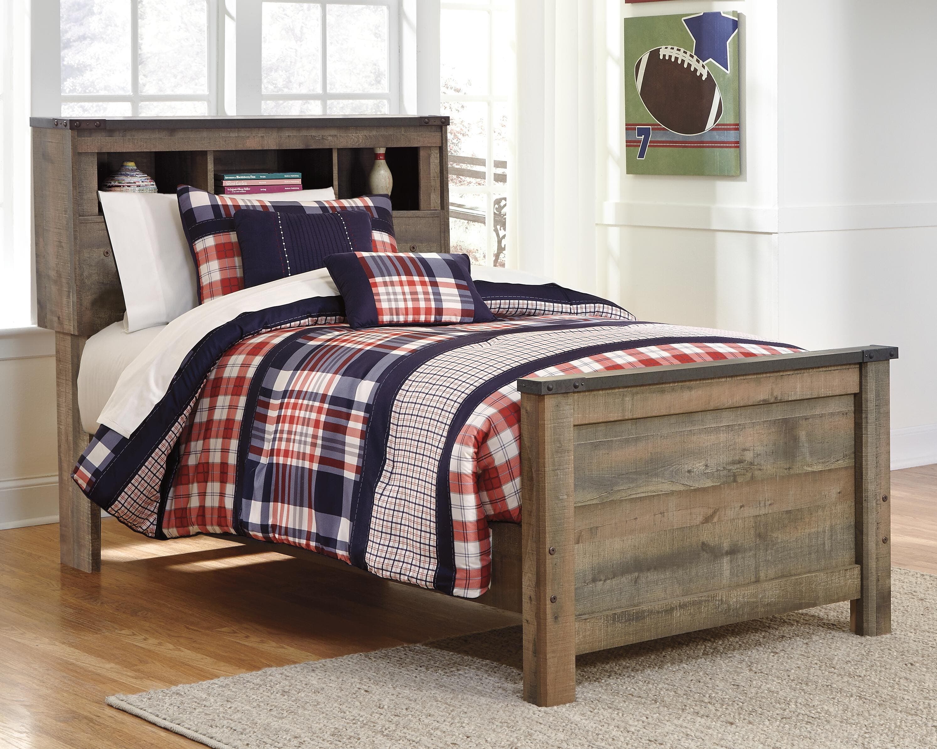 Trinell Twin Bookcase Bed — Brown/Beige — view 2