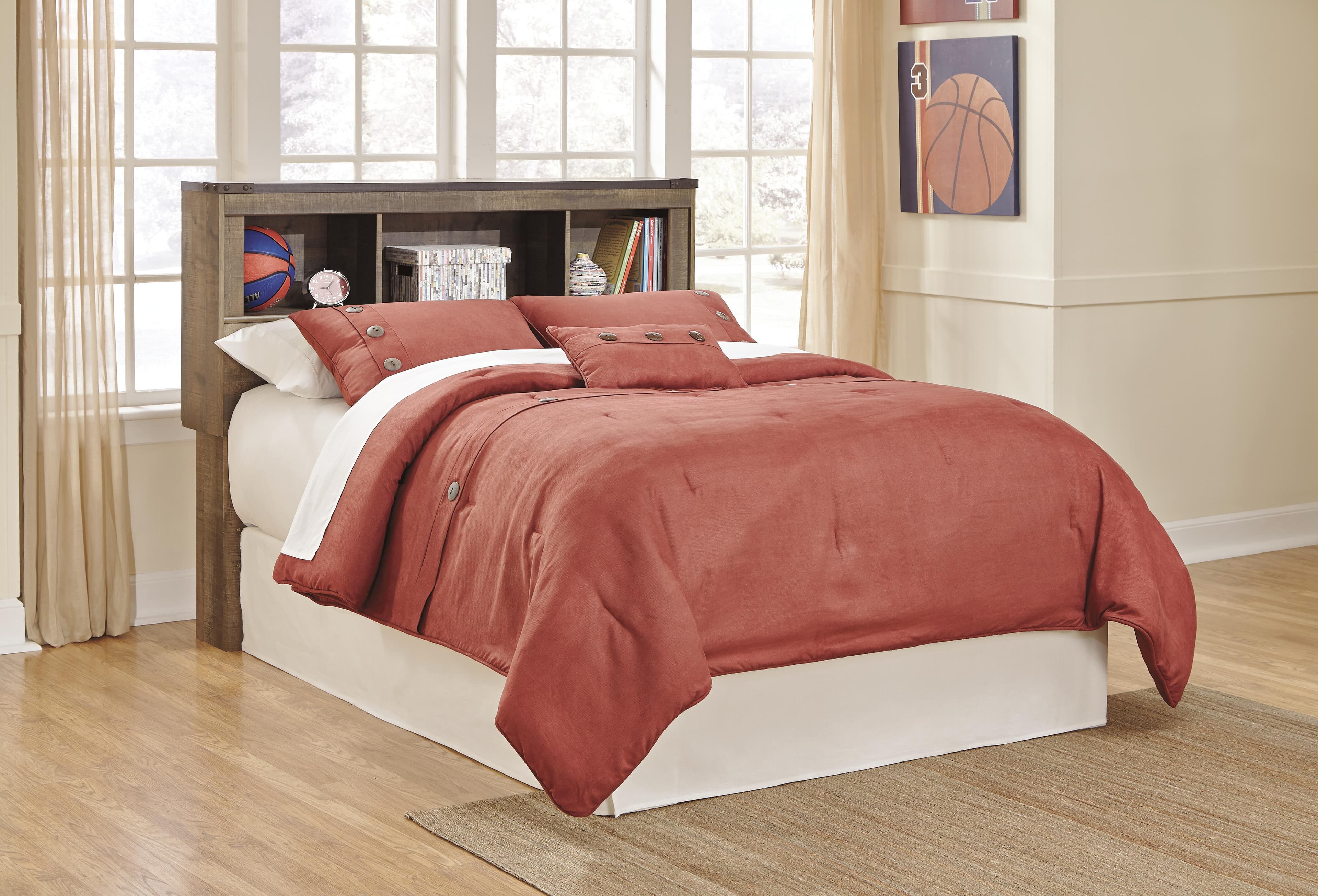 Trinell Full Bookcase Bed with Storage — Brown/Beige — view 5
