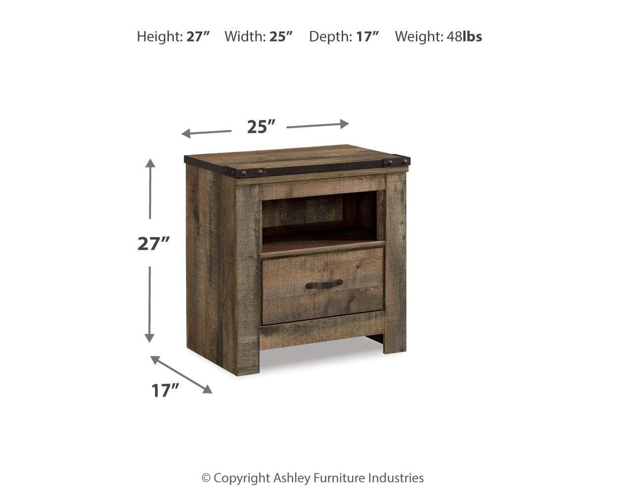 Trinell Nightstand — Brown/Beige — view 4