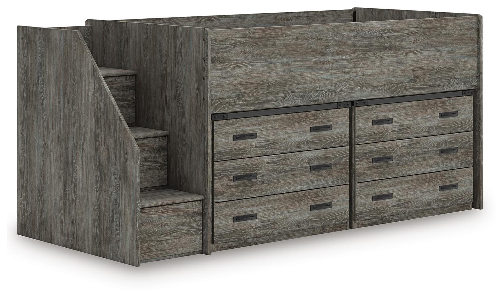 Frandern Twin Loft Bed with Drawer Storage — Warm Gray — view 3