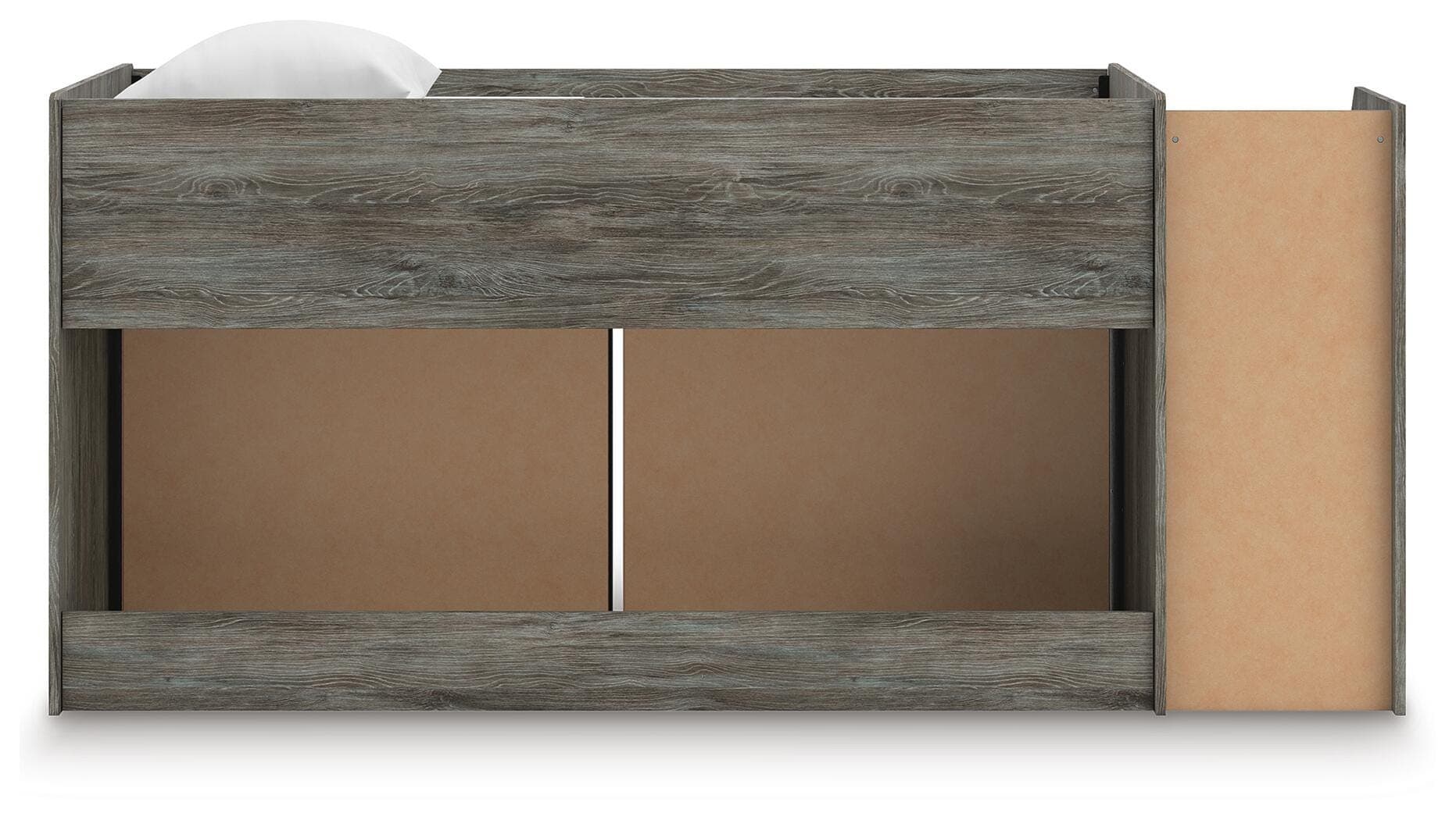 Frandern Twin Loft Bed with Drawer Storage — Warm Gray — view 5