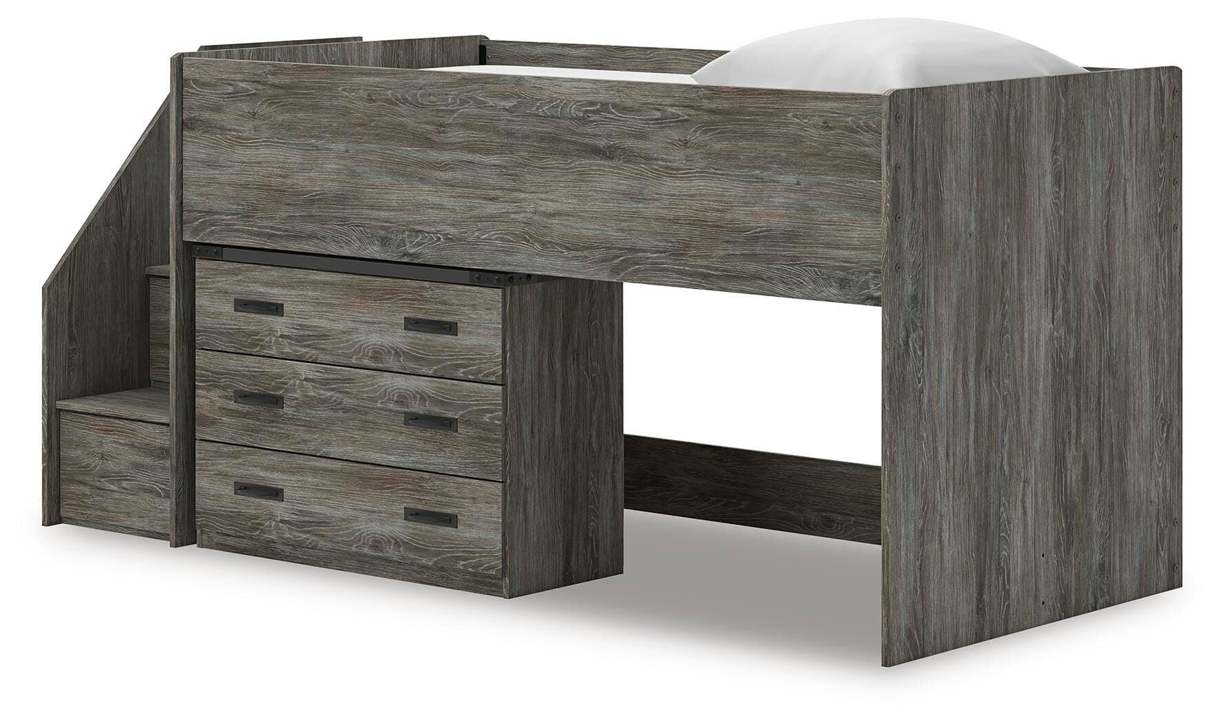 Frandern Twin Loft Bed with Drawer Storage — Gray — view 4