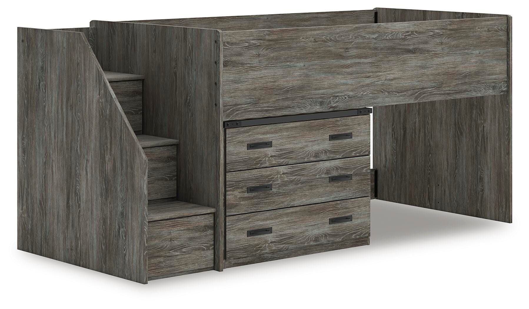 Frandern Twin Loft Bed with Drawer Storage — Gray — view 2