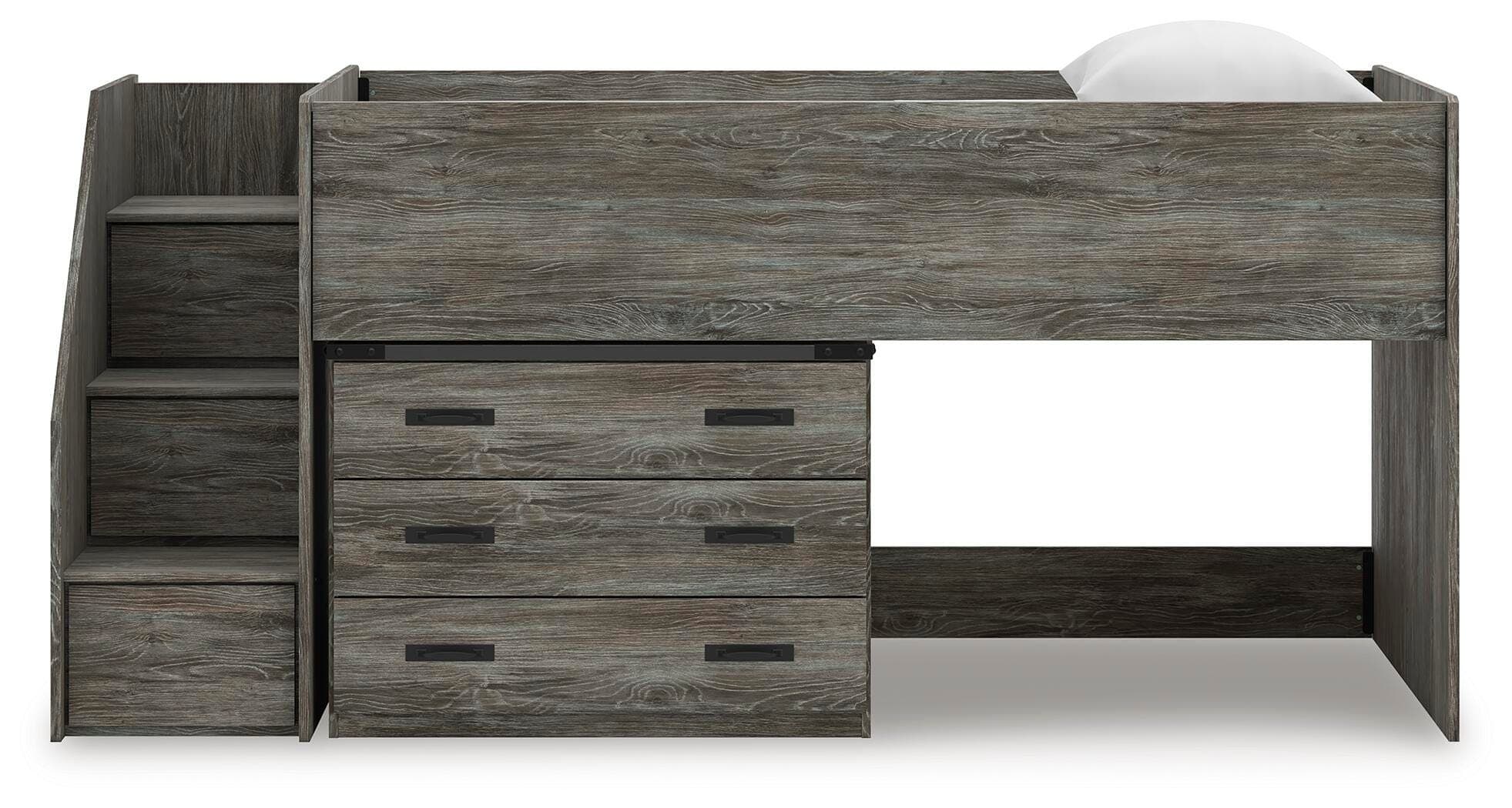 Frandern Twin Loft Bed with Drawer Storage — Gray — view 6