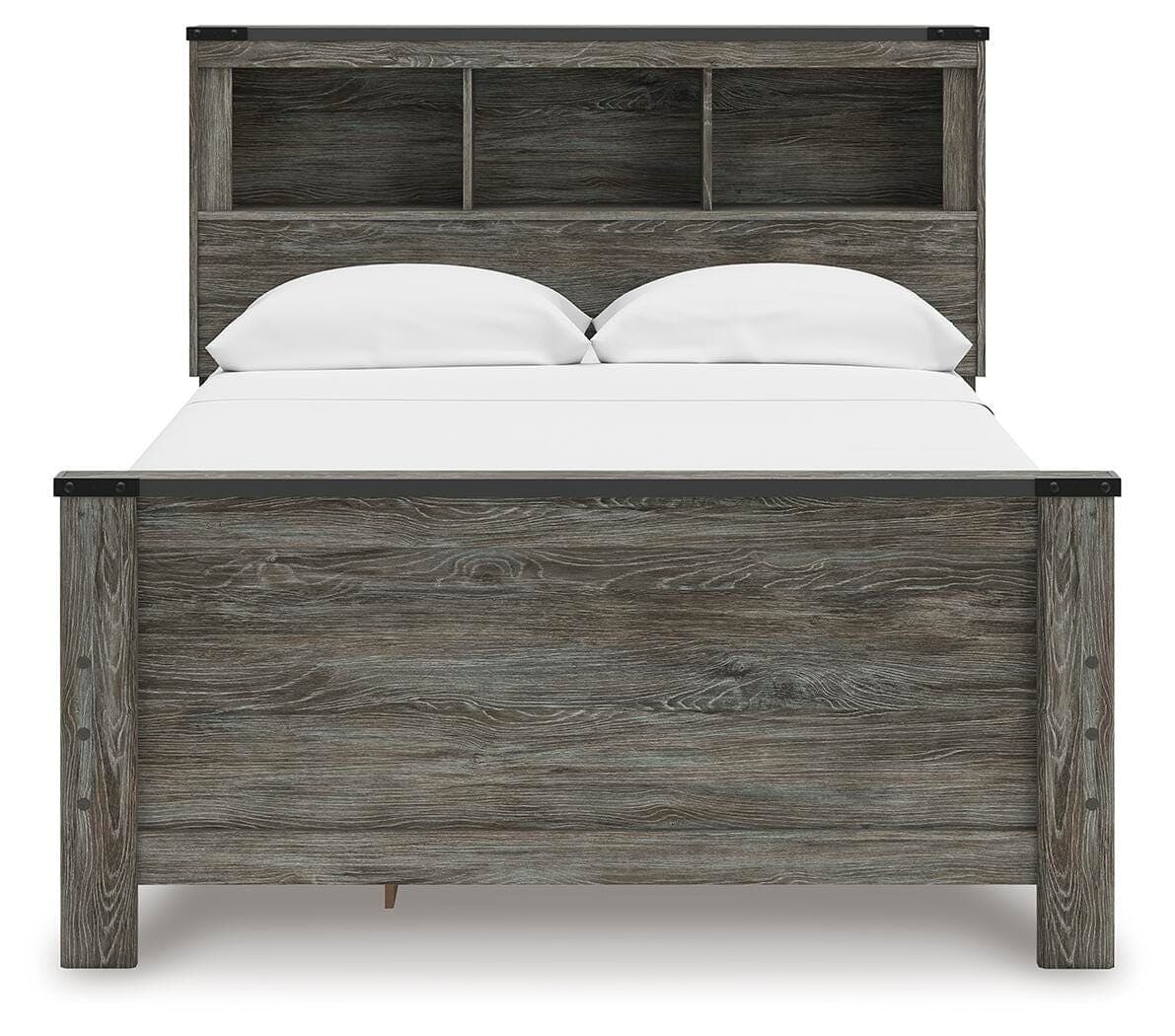 Frandern Full Bookcase Panel Bed with Storage — Gray — view 6