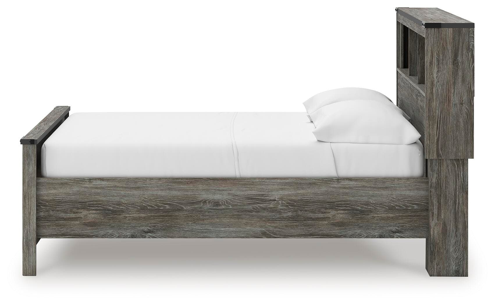 Frandern Full Bookcase Panel Bed with Storage — Gray — view 7