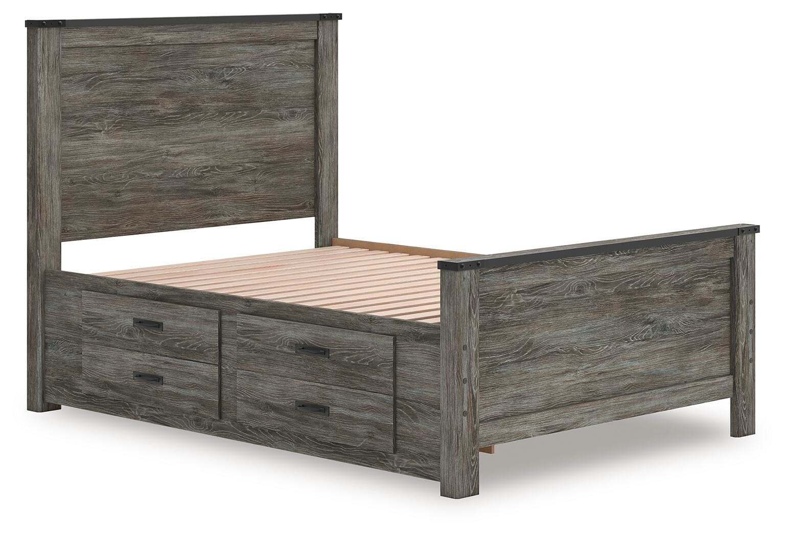 Frandern Full Panel Bed with Storage — Black/Gray — view 2