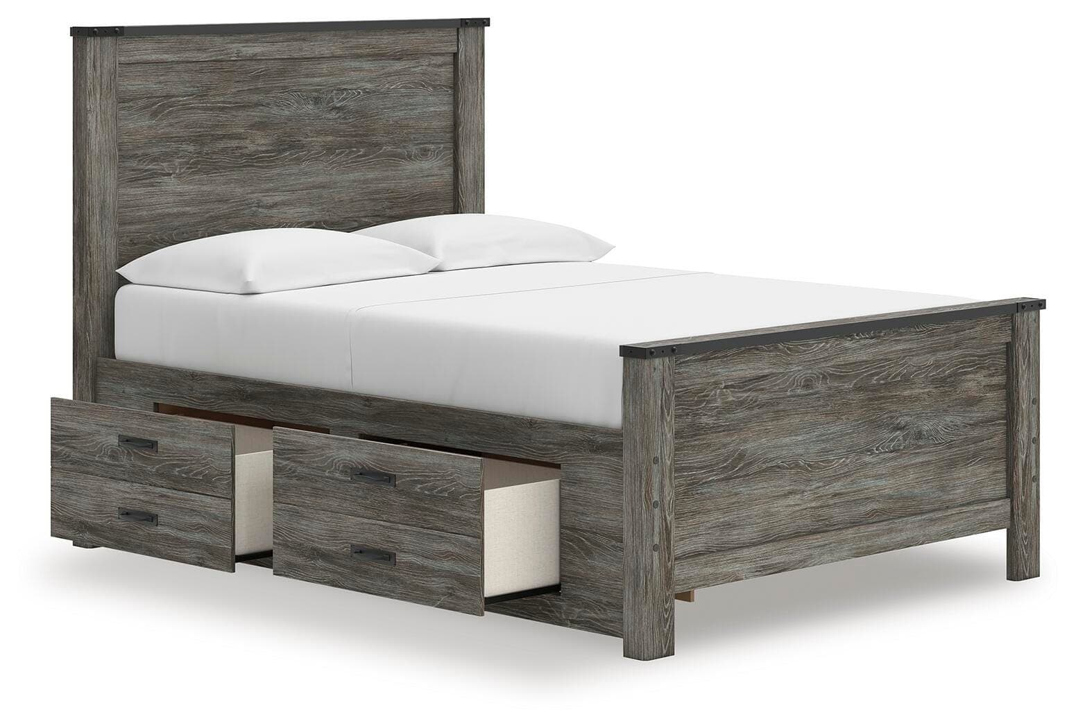Frandern Full Panel Bed with Storage — Black/Gray — view 3