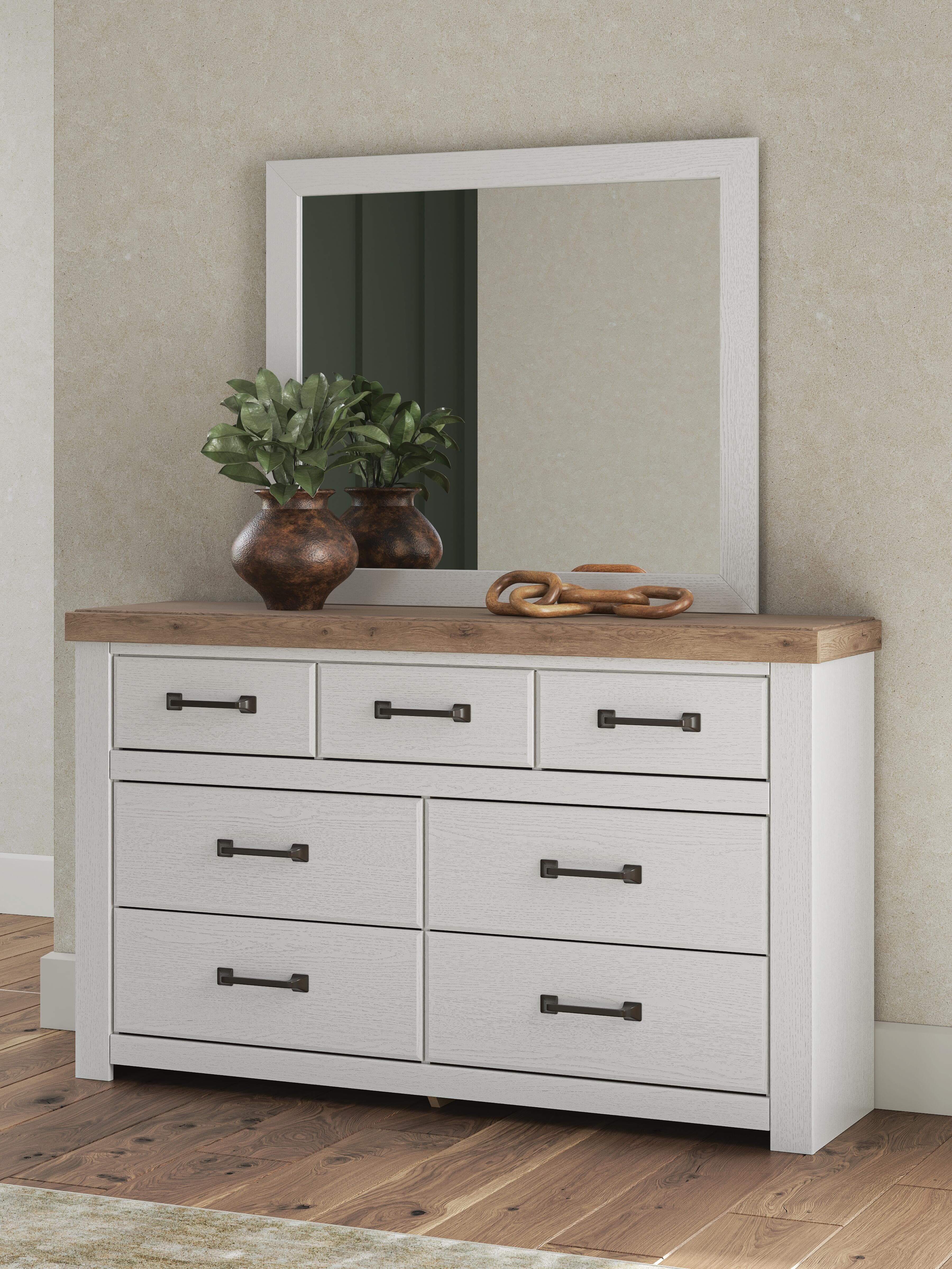 Savonport Dresser and Mirror — White/Brown — view 2