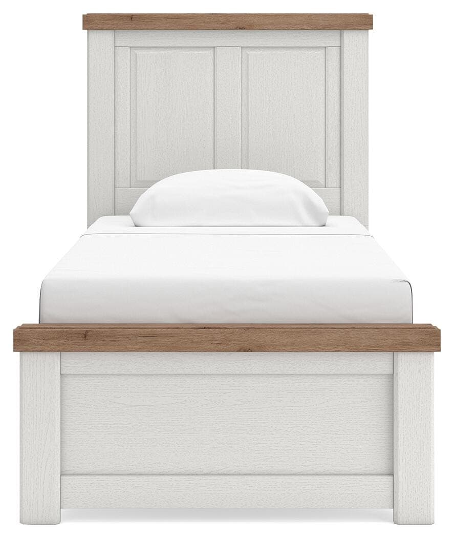 Savonport Twin Panel Bed — White/Brown — view 3
