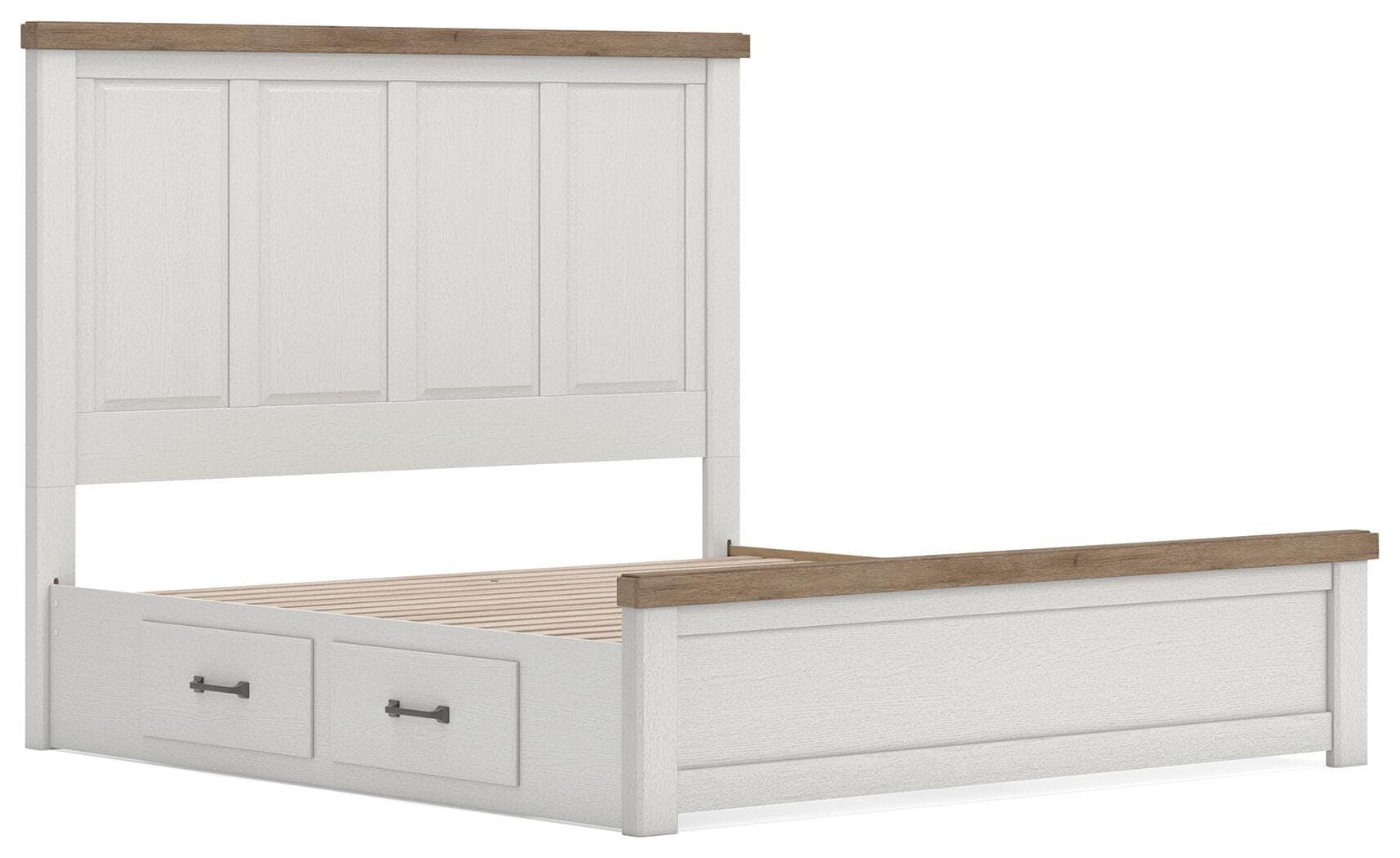 Savonport King Panel Bed with Storage — White/Brown — view 5