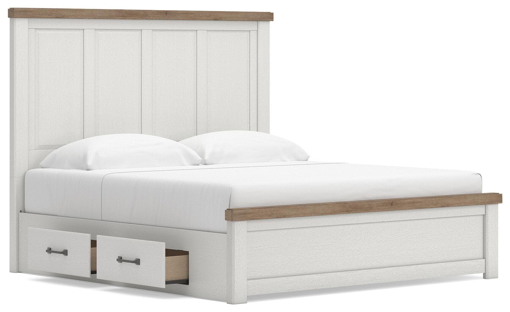 Savonport King Panel Bed with Storage — White/Brown — view 4
