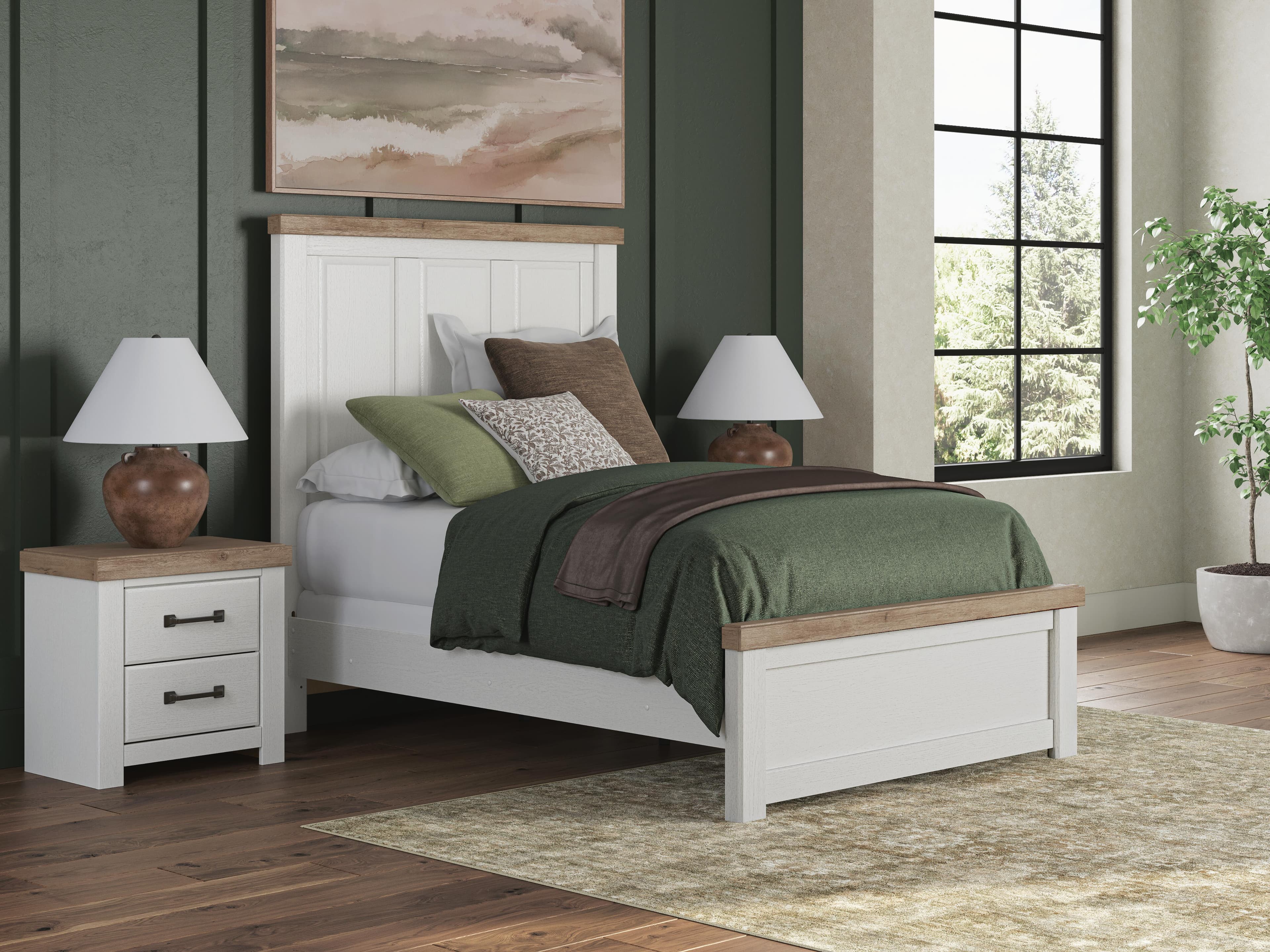 Savonport Full Panel Bed — White/Brown — view 2