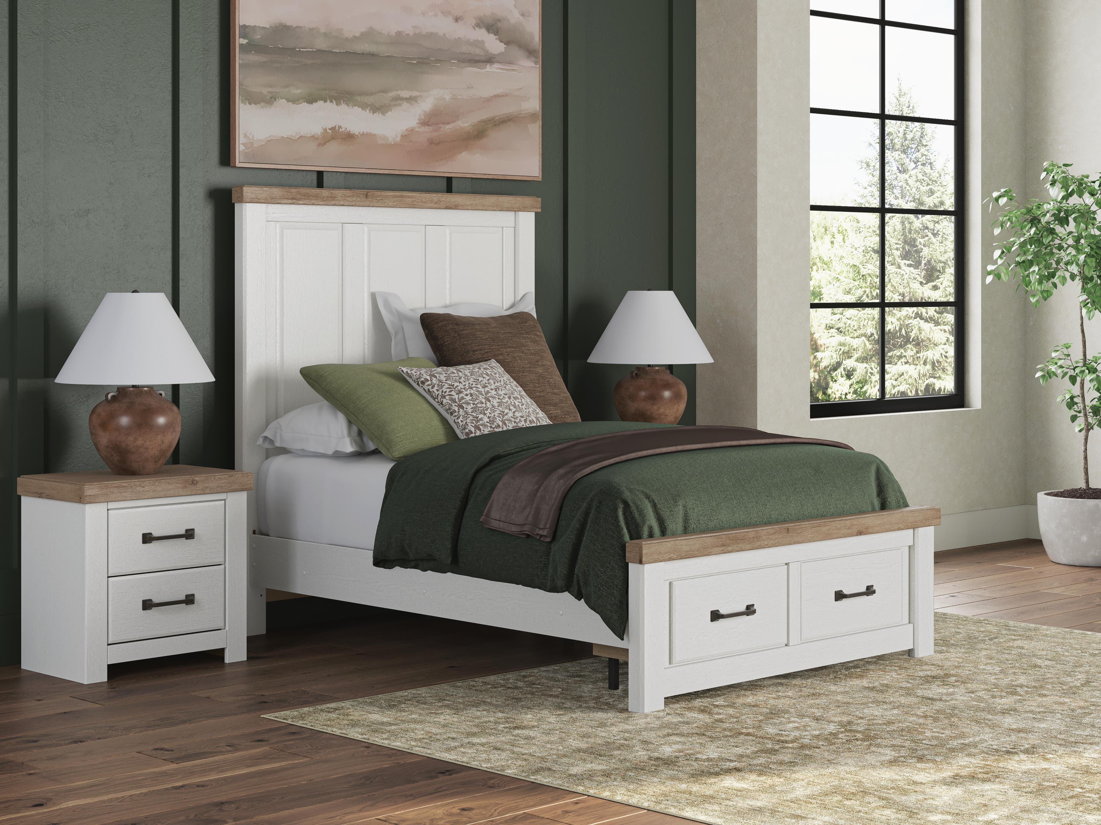 Savonport Full Panel Storage Bed — White/Brown — view 2