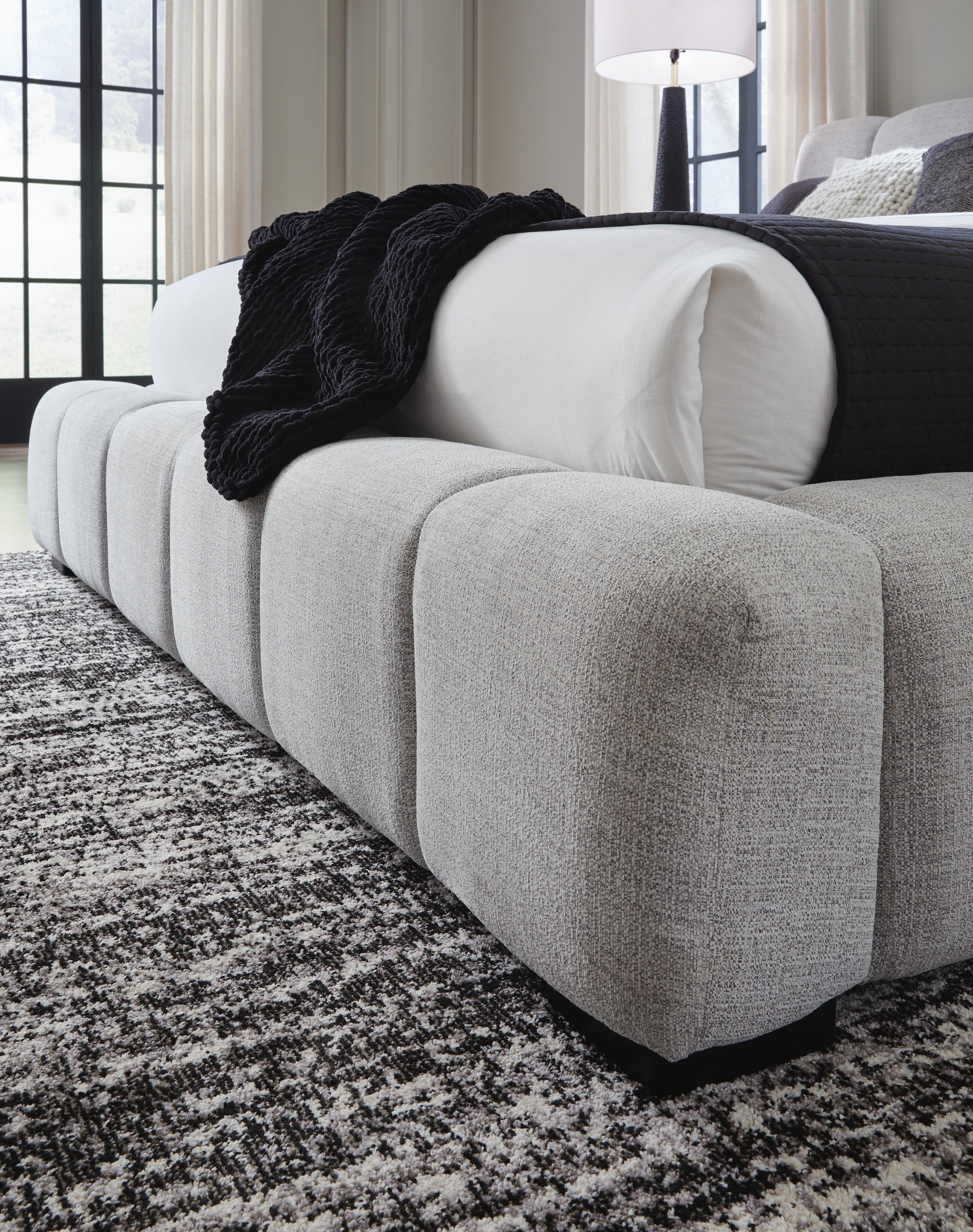 Jesstean King Upholstered Bed — Black/Gray — view 8