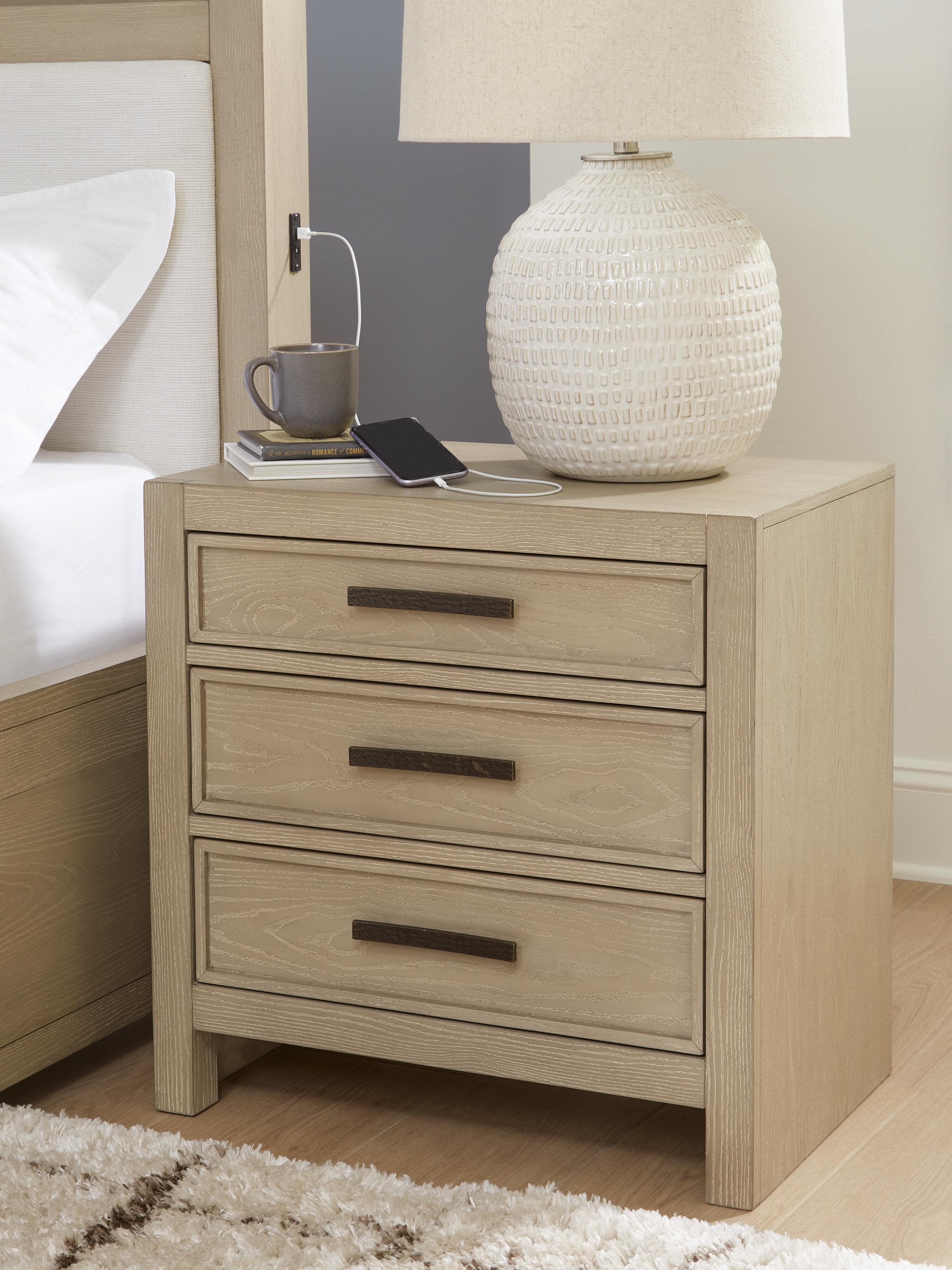 Calmoro Nightstand — Brown/Beige — view 2