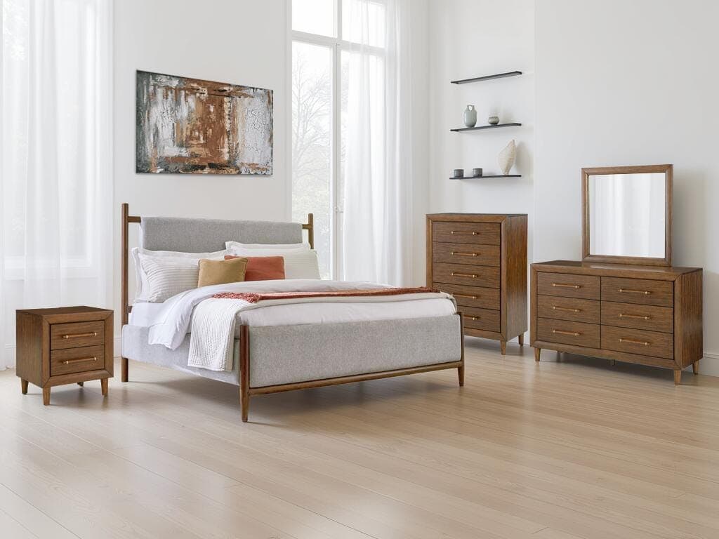 Lyncott Queen Upholstered Panel Bed — Brown/Beige — view 2