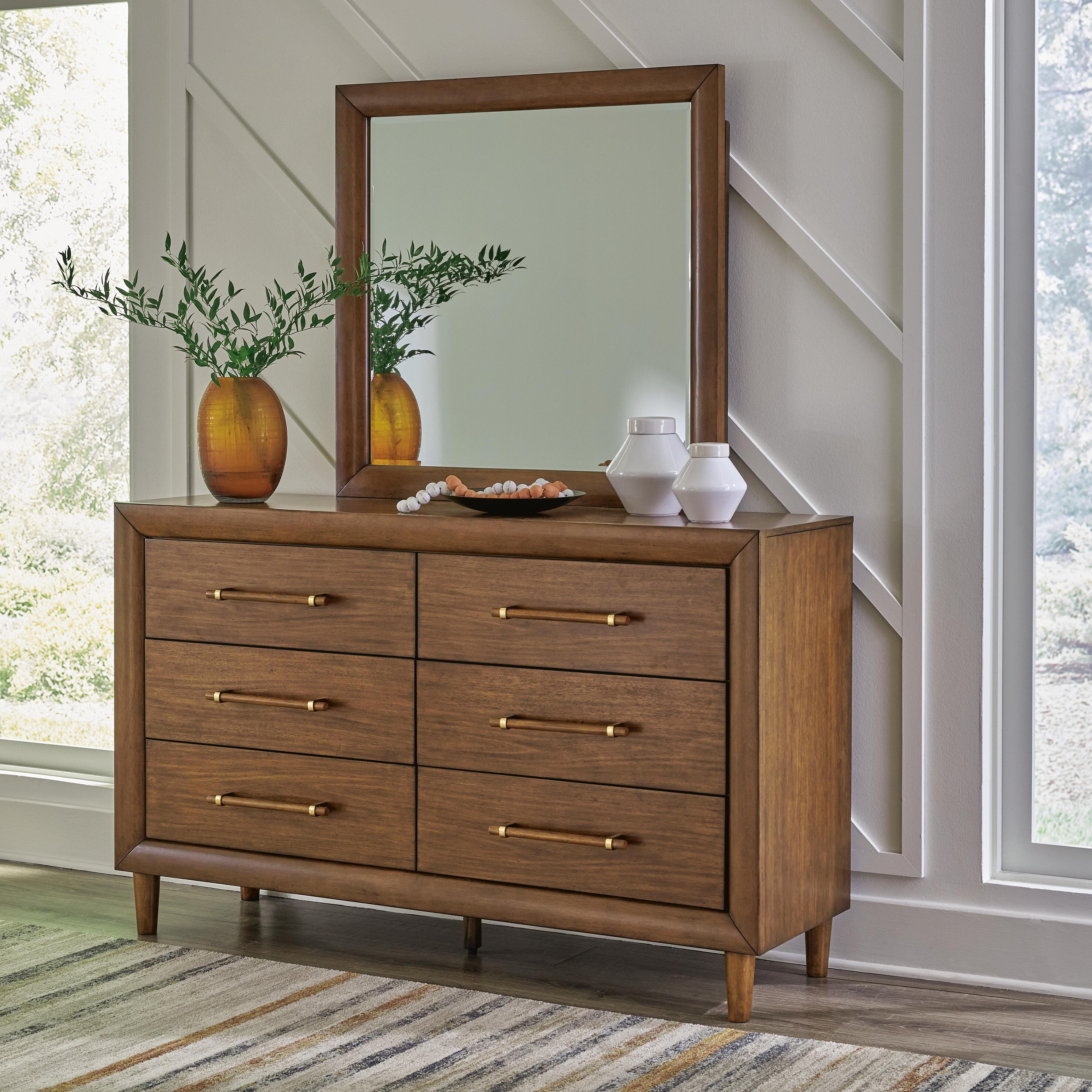 Lyncott Dresser and Mirror — Brown/Beige — view 2