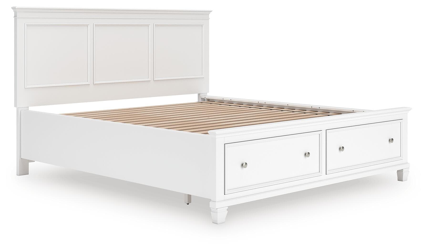 Fortman California King Panel Storage Bed — White — view 3