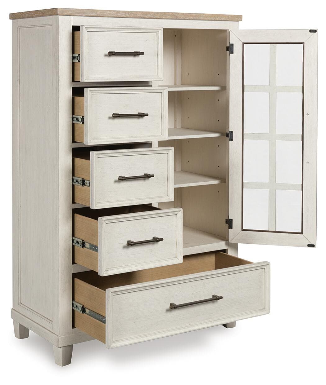 Shaybrock Door Chest — White & Brown/Beige — view 3