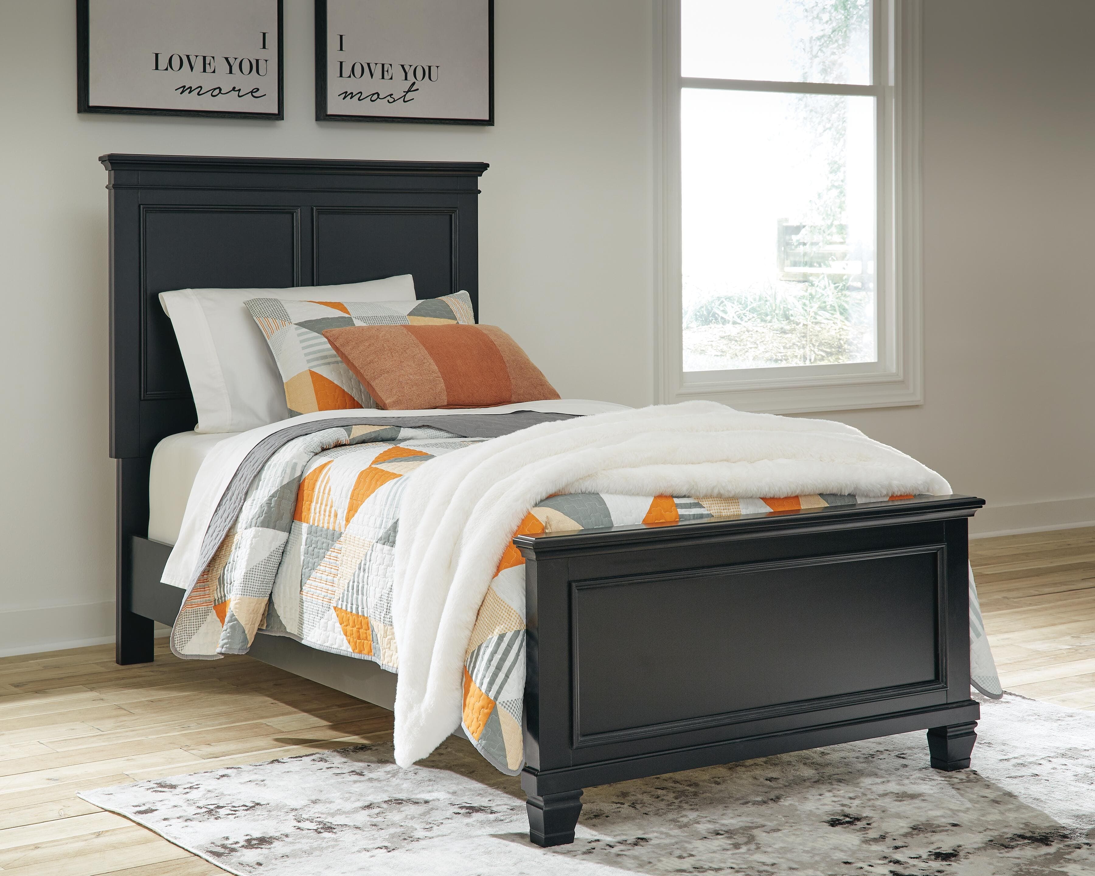 Lanolee Twin Panel Bed — Black/Gray — view 2