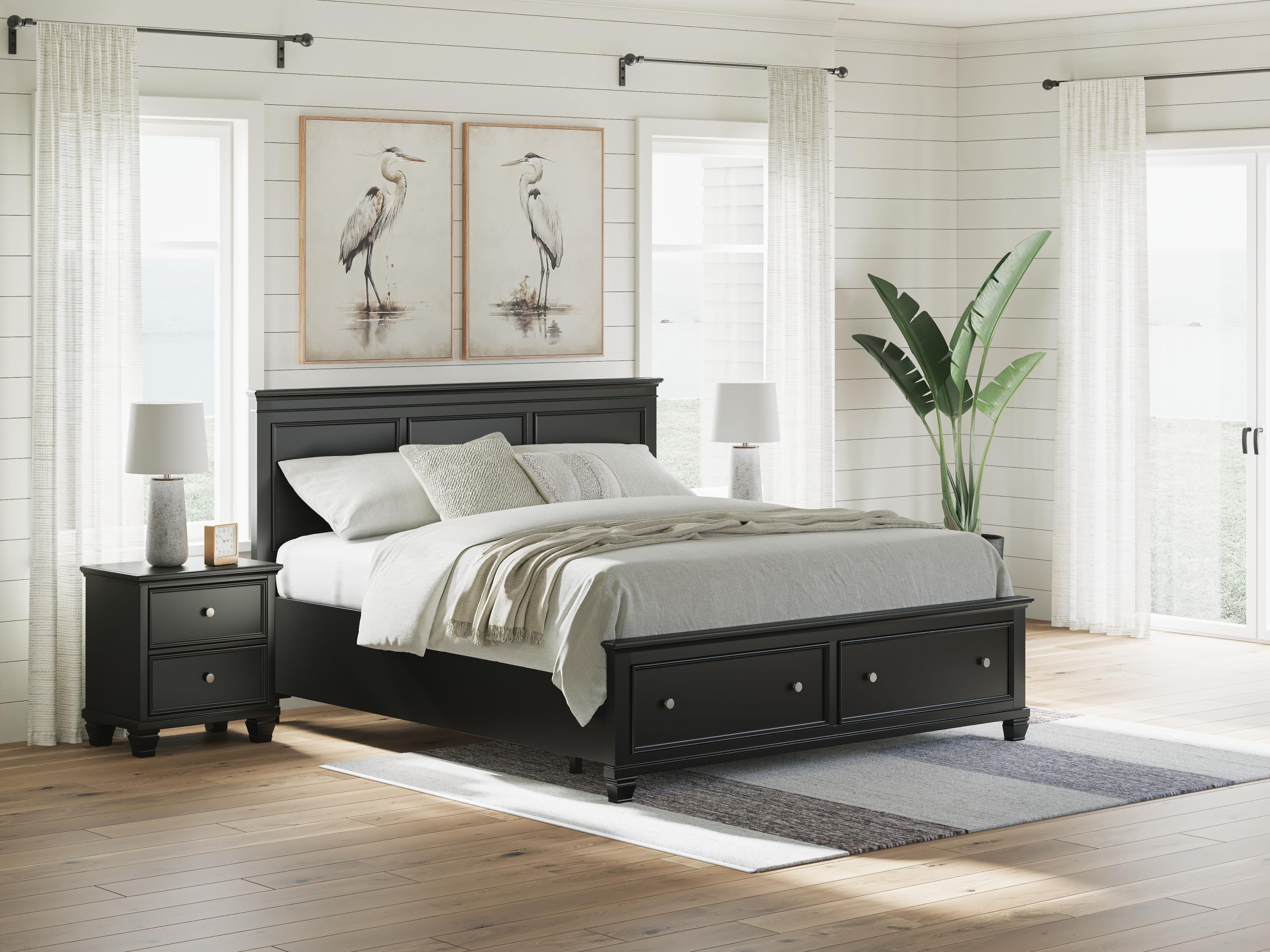 Lanolee California King Panel Storage Bed — Black — view 2