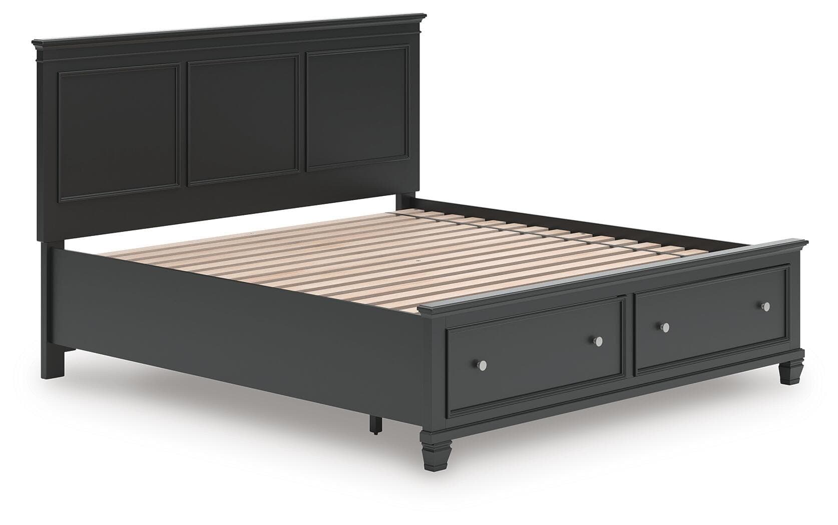 Lanolee King Panel Storage Bed — Black — view 4