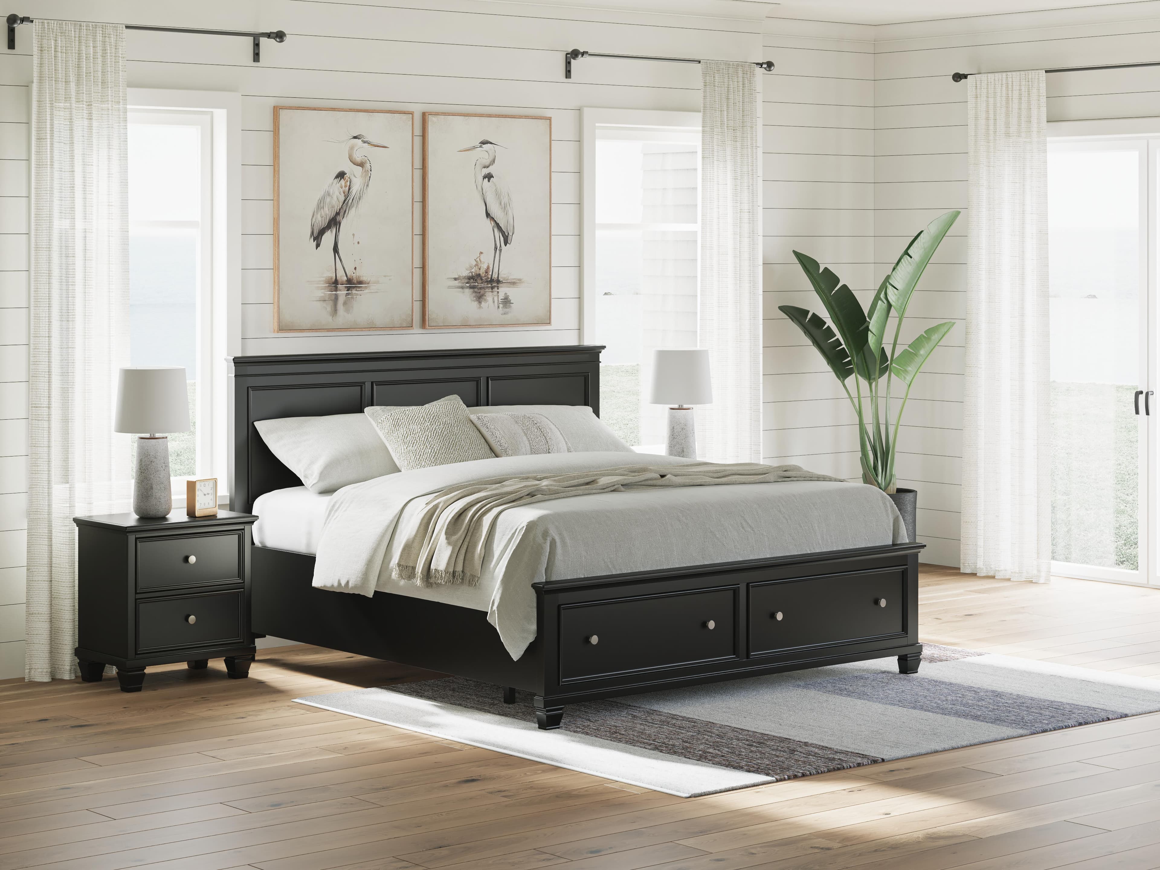 Lanolee King Panel Storage Bed — Black — view 2