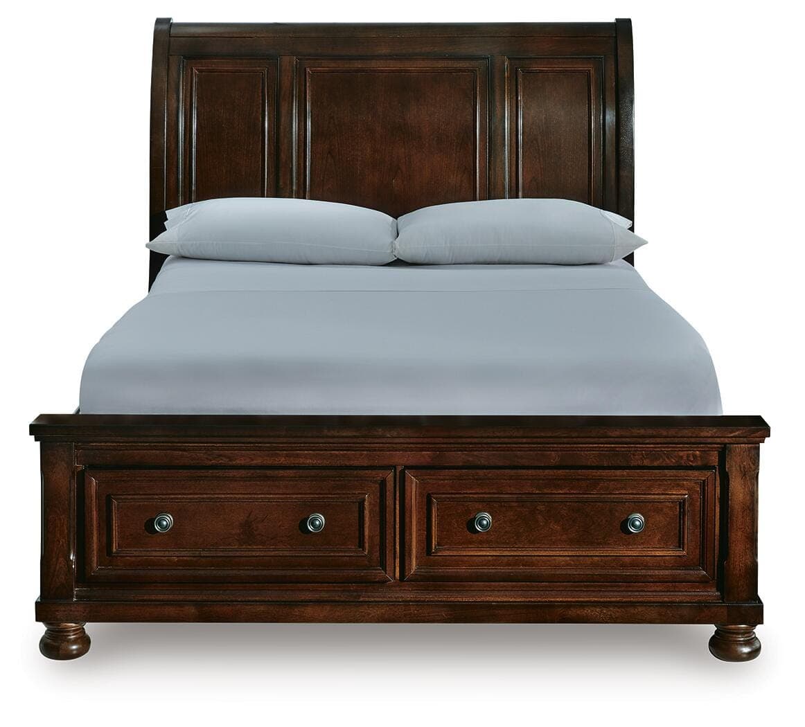 Porter Queen Sleigh Storage Bed — Brown/Beige — view 4