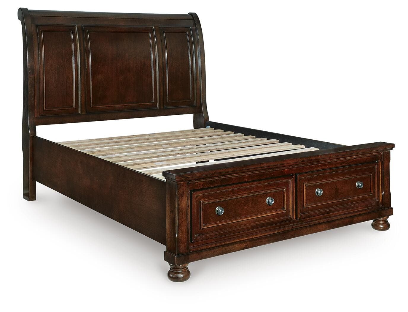 Porter Queen Sleigh Storage Bed — Brown/Beige — view 3