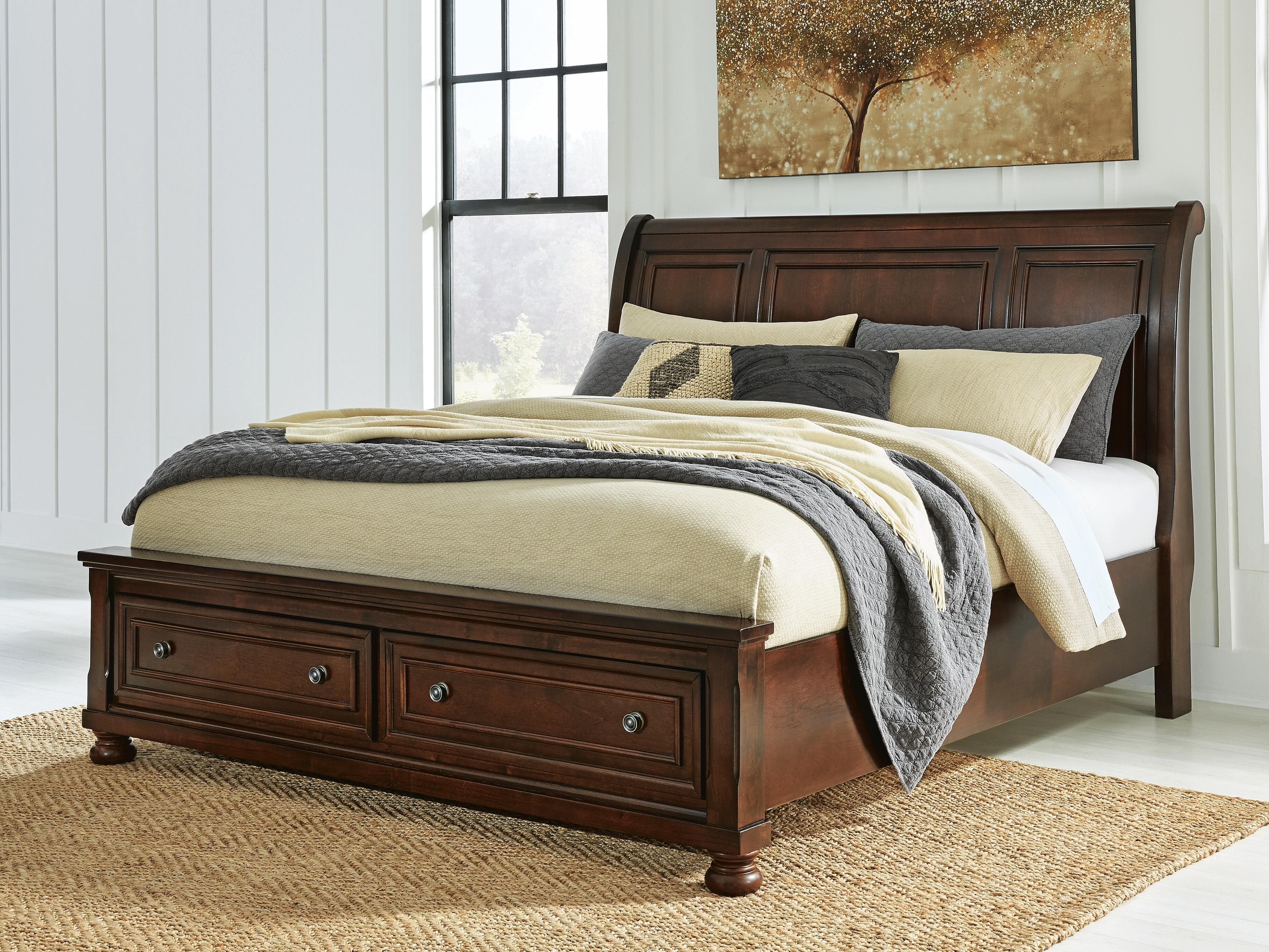 Porter King Sleigh Storage Bed — Brown/Beige — view 2