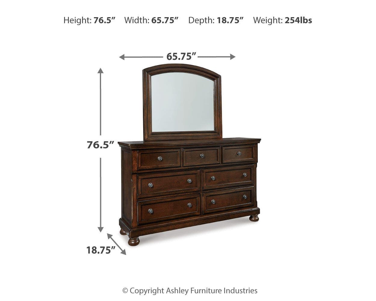 Porter Dresser and Mirror — Brown/Beige — view 3