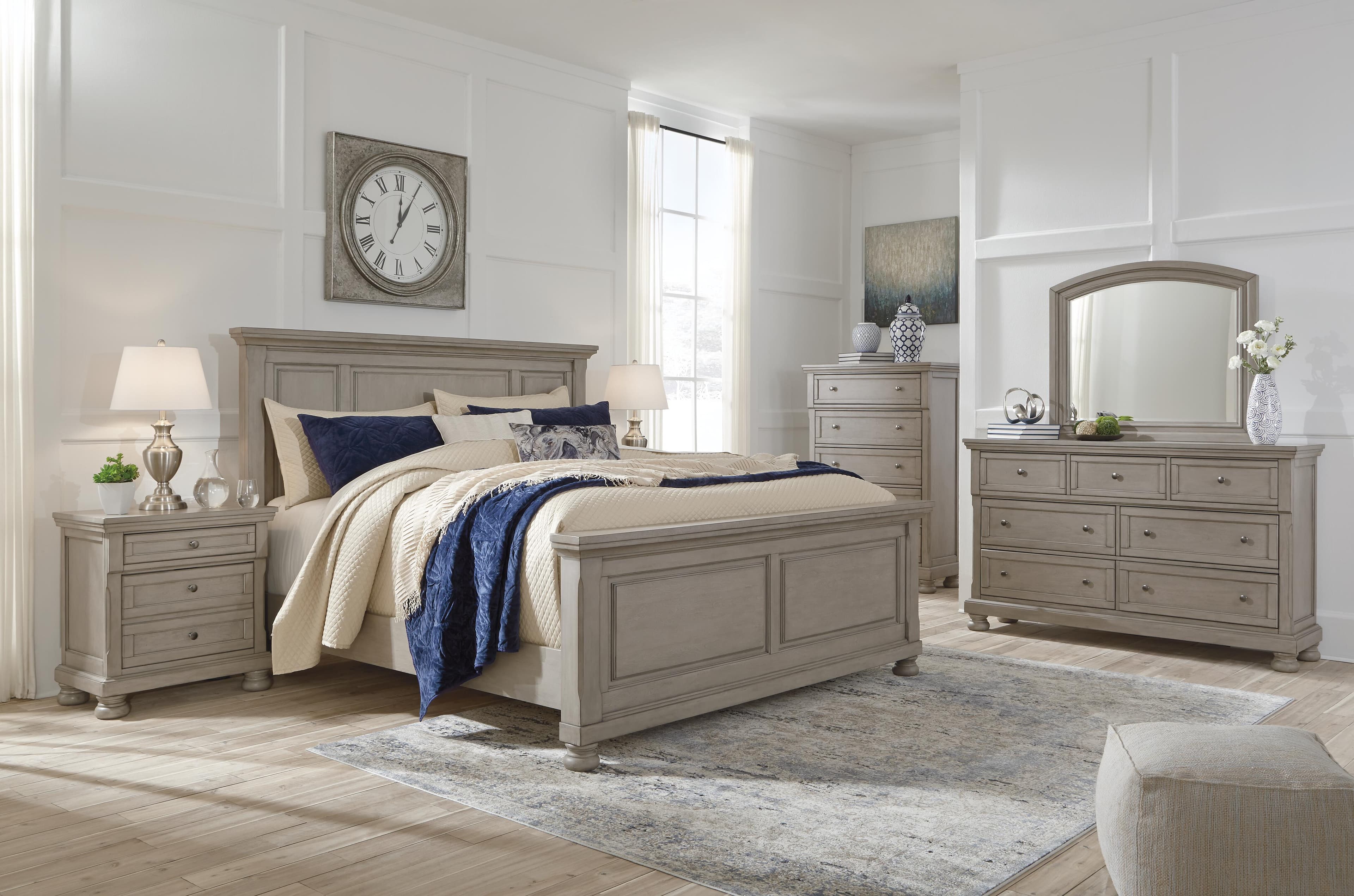 Lettner California King Sleigh Bed with 2 Storage Drawers — Black/Gray — view 4
