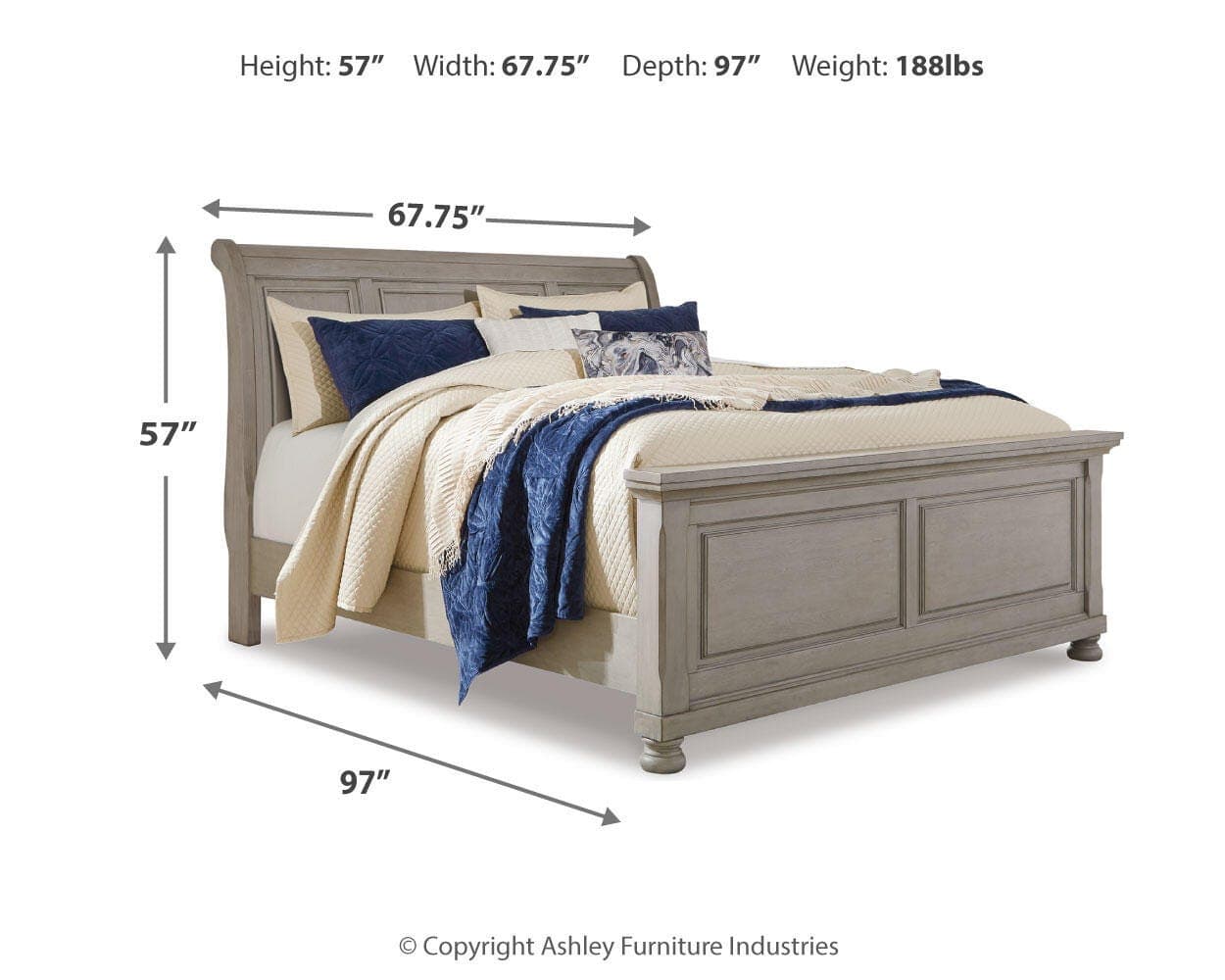 Lettner Queen Sleigh Bed — Black/Gray — view 3