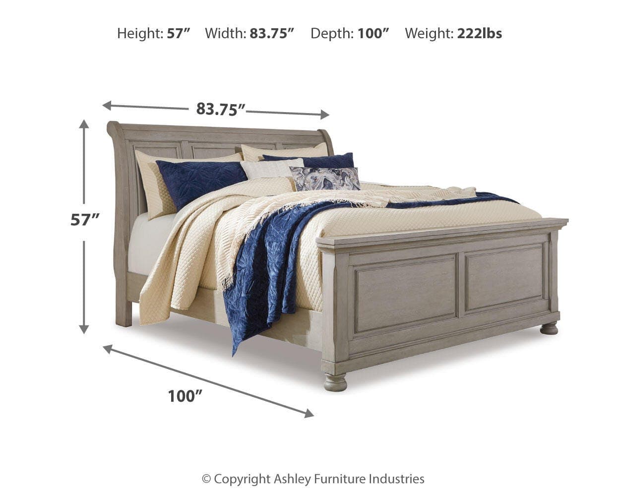 Lettner California King Sleigh Bed — Black/Gray — view 3