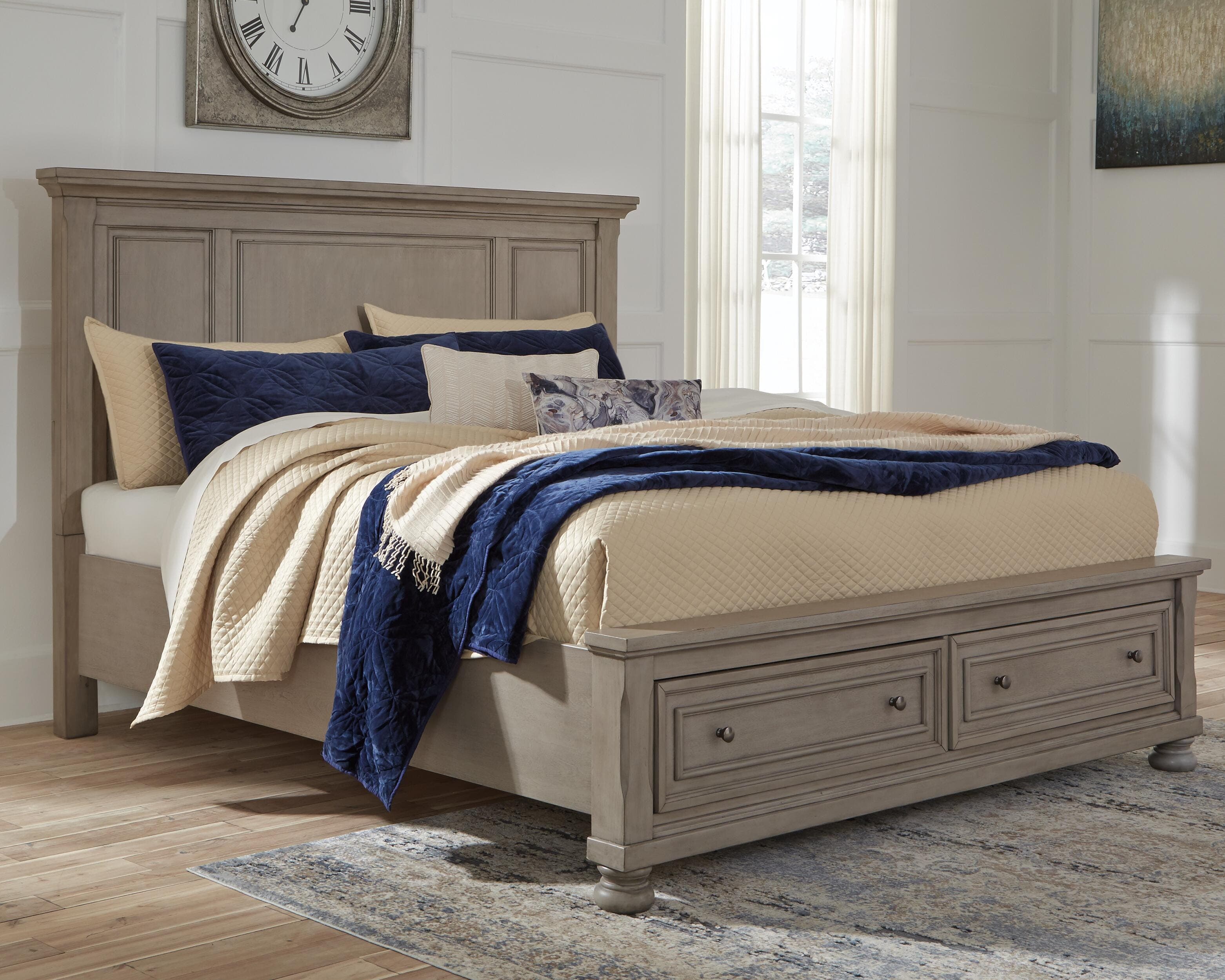 Lettner King Panel Storage Bed — Black/Gray — view 2