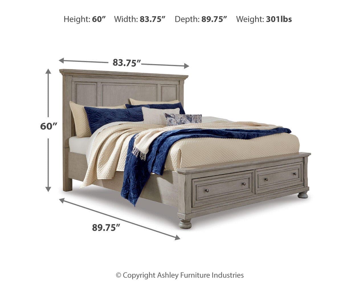 Lettner King Panel Storage Bed — Black/Gray — view 3