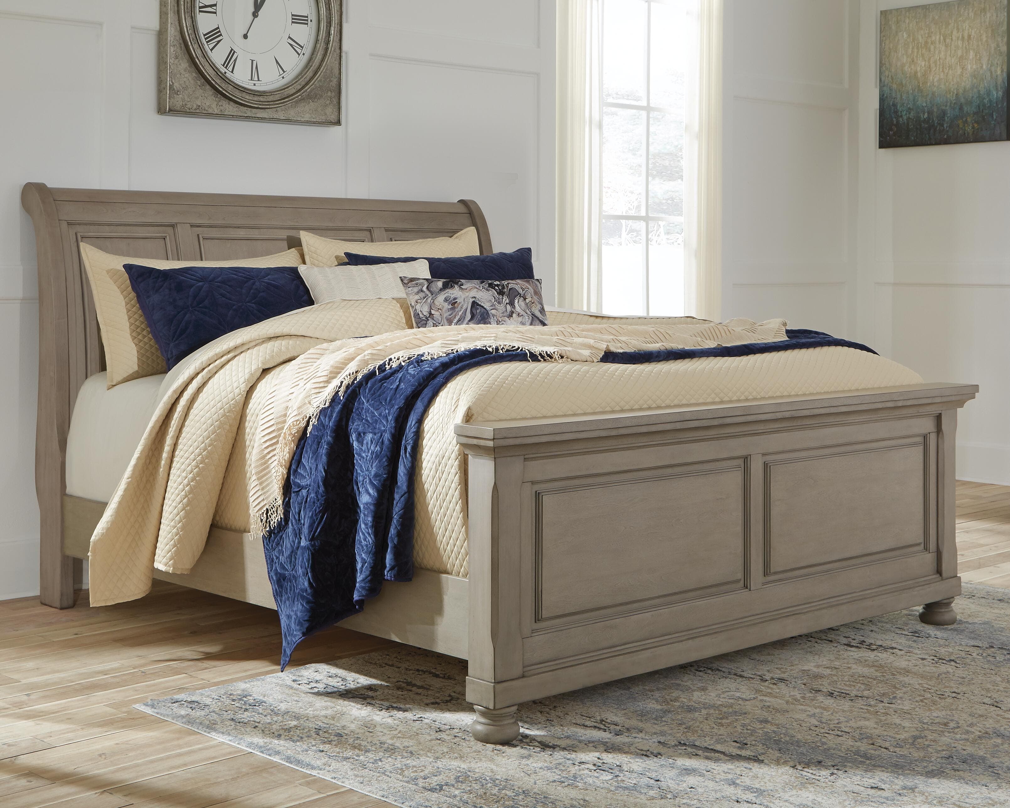 Lettner Queen Sleigh Bed — Black/Gray — view 2