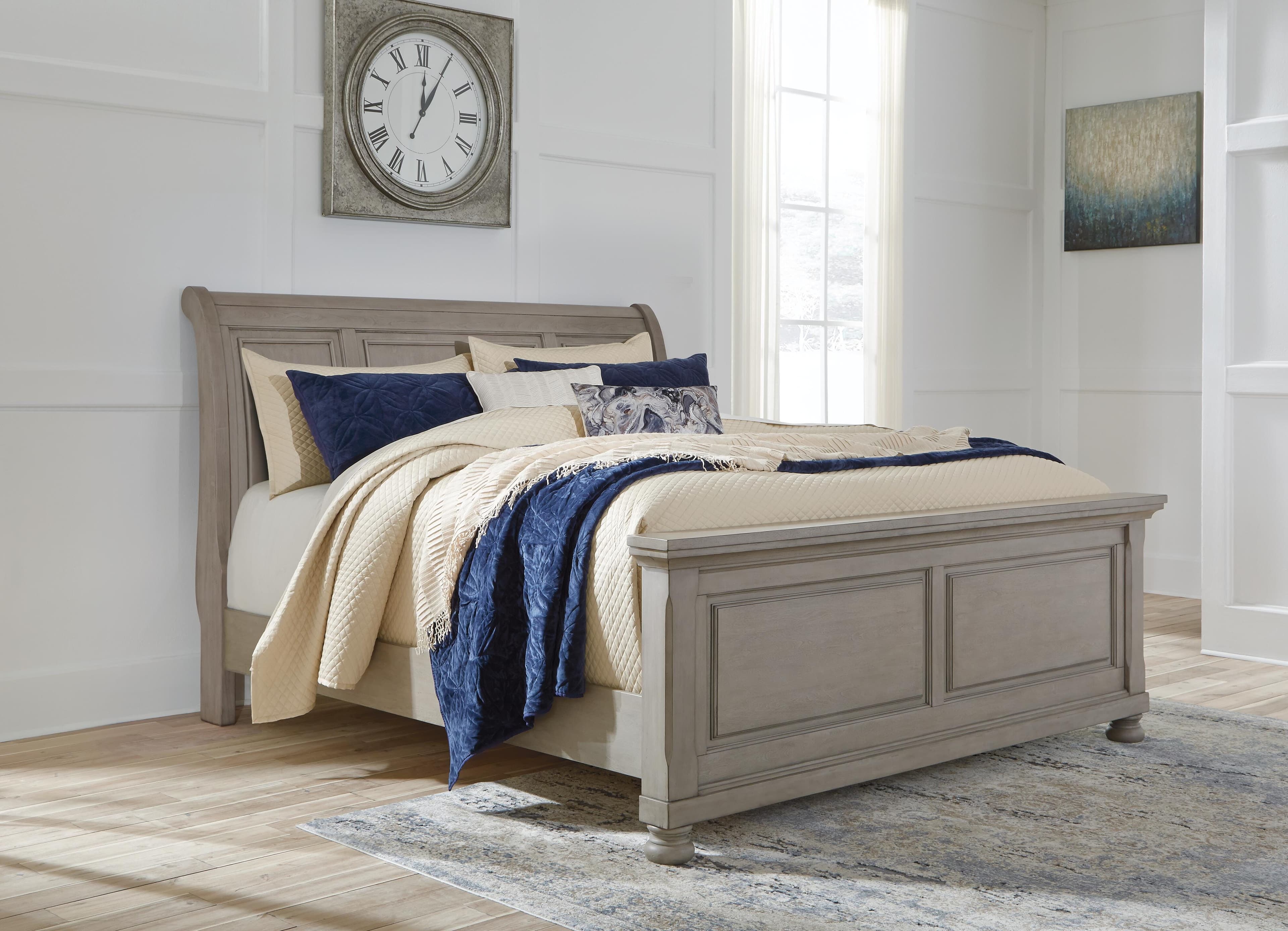 Lettner California King Sleigh Bed — Black/Gray — view 2
