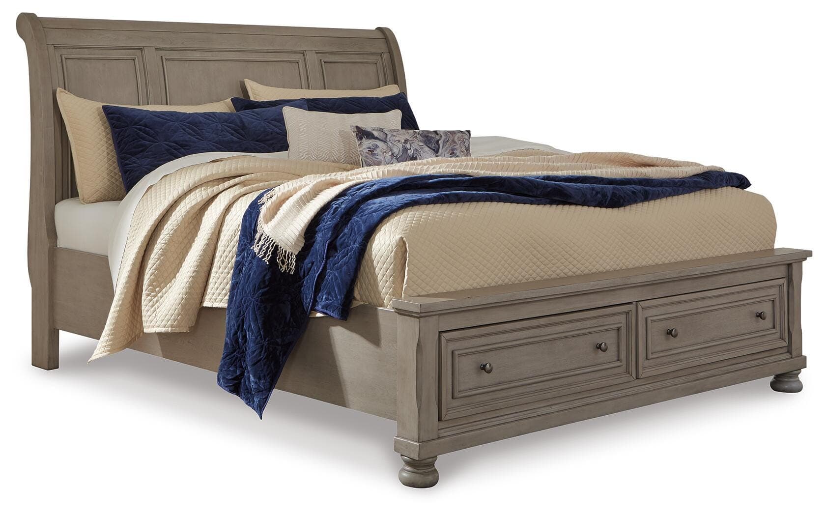 Lettner California King Sleigh Bed with 2 Storage Drawers